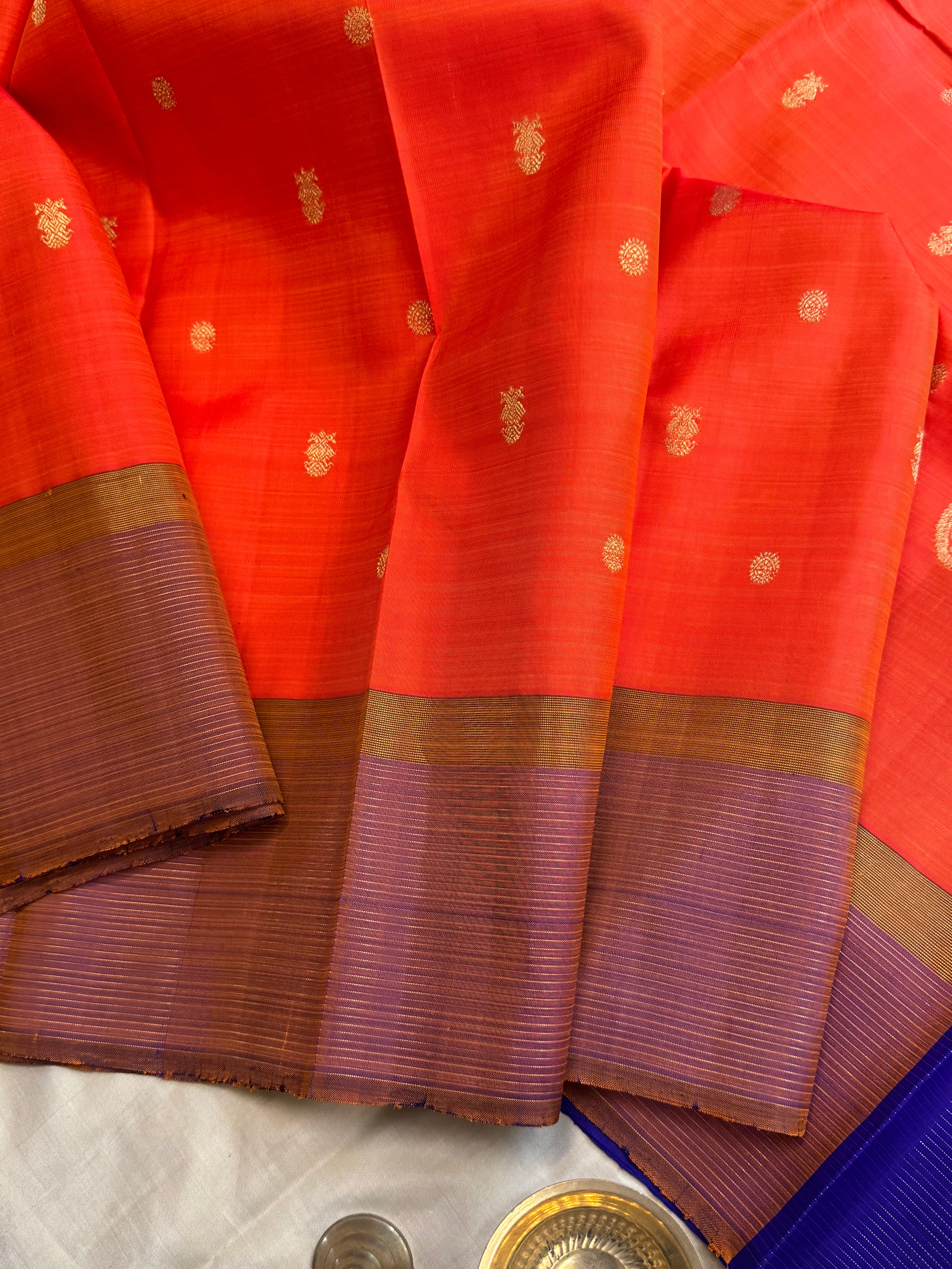 Orange Ganga Jamuna Oosi / simple kanjipuram silk