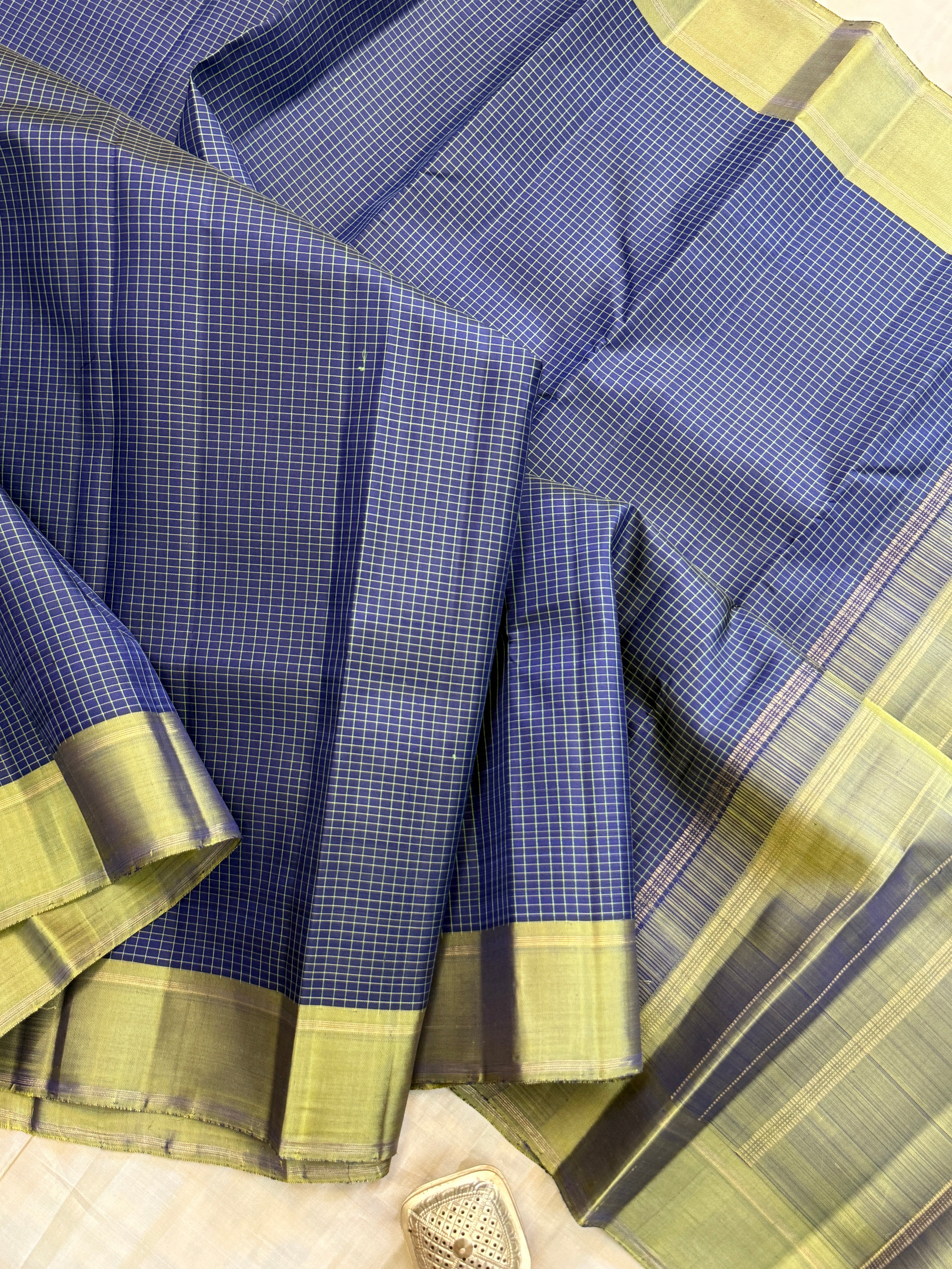 Blue small Kattam / kanjipuram silk saree clsa 11593