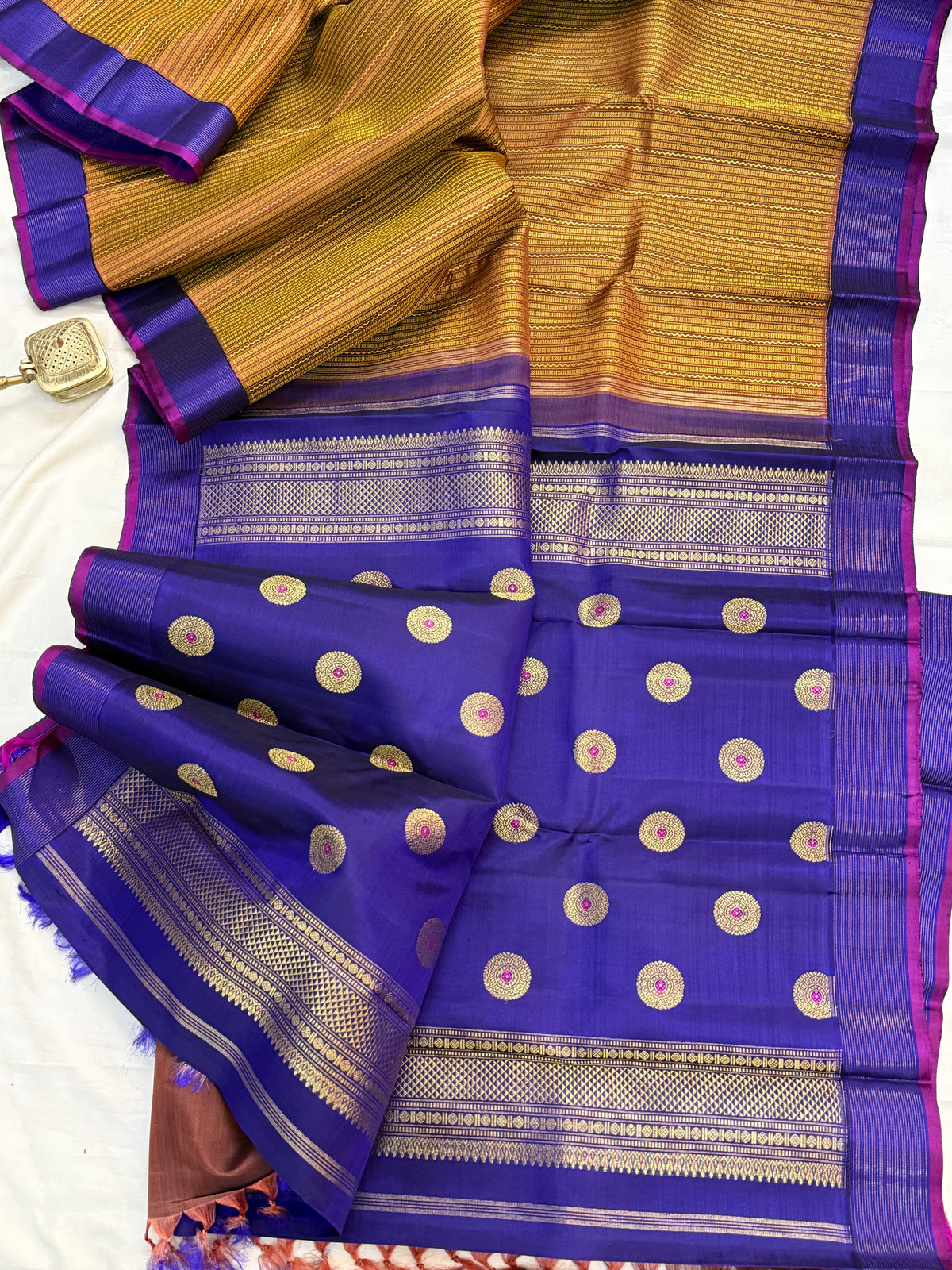 Honey Body thread work and vairaoosi border Korvai pure zari/ kanjipuram silk saree clsa 8900