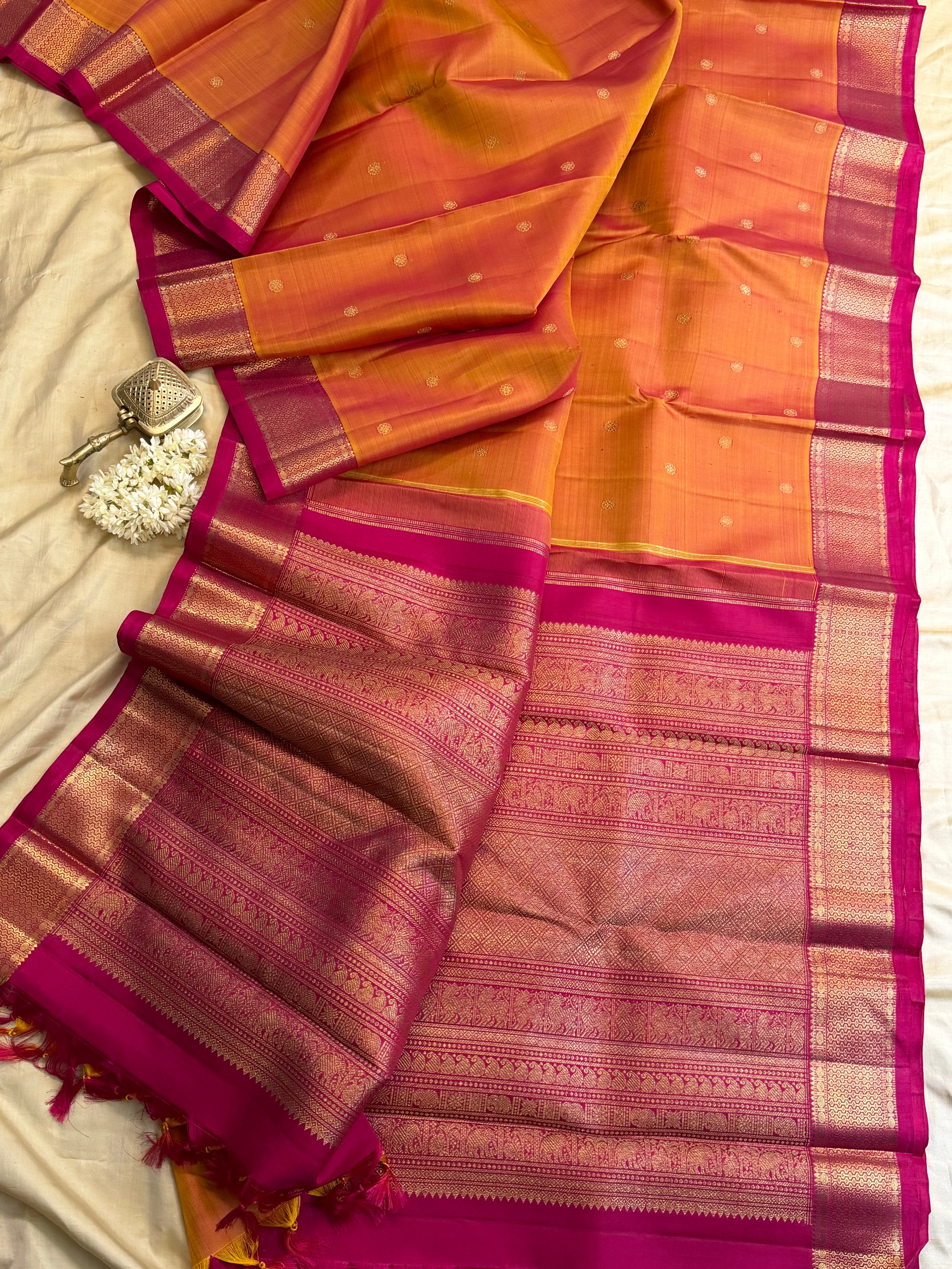 Simha  colour mayilkann border  pure Kanjipuram silk CL9955