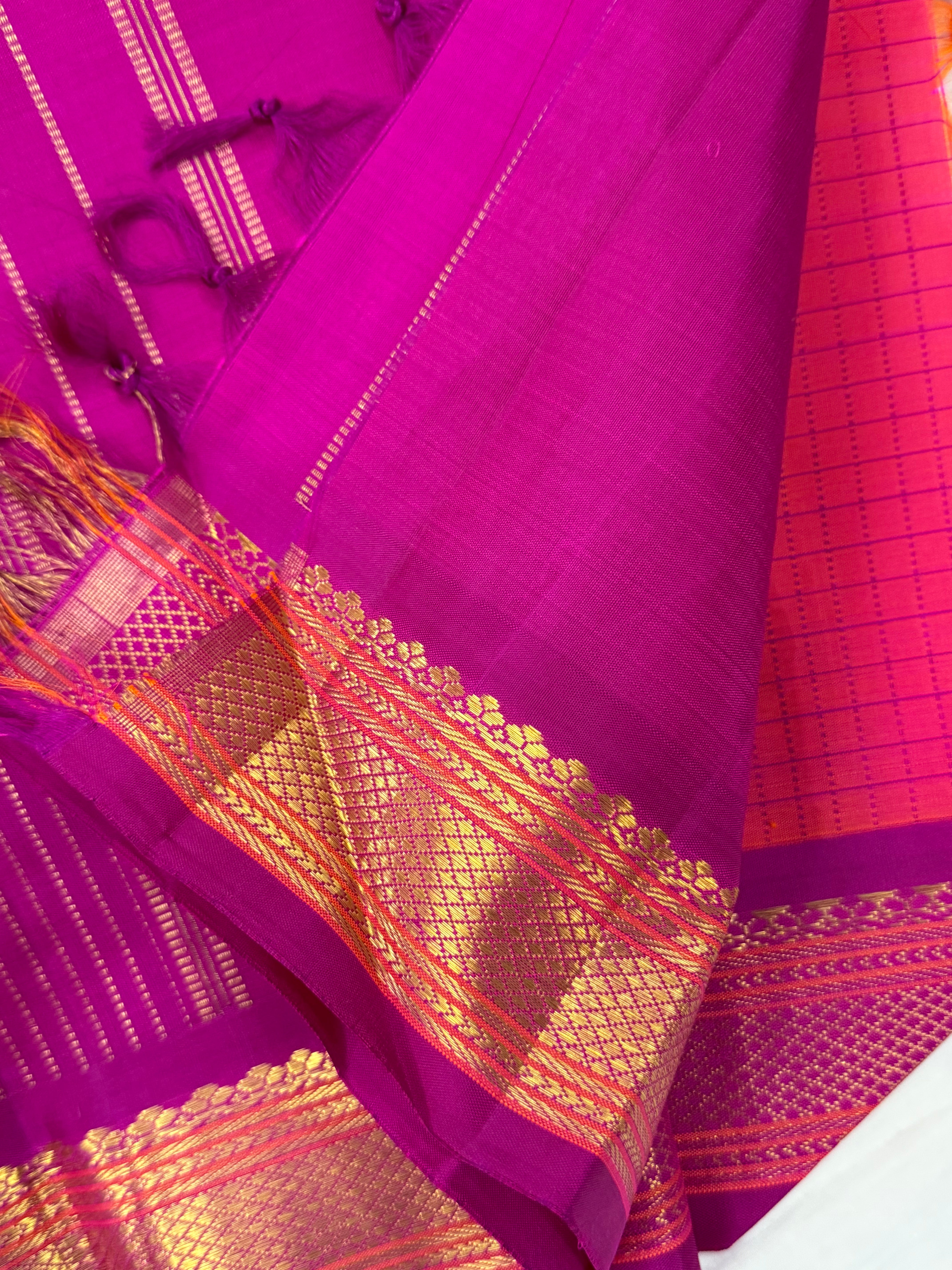 Pink shot purple kattam / Kanjipuram silk