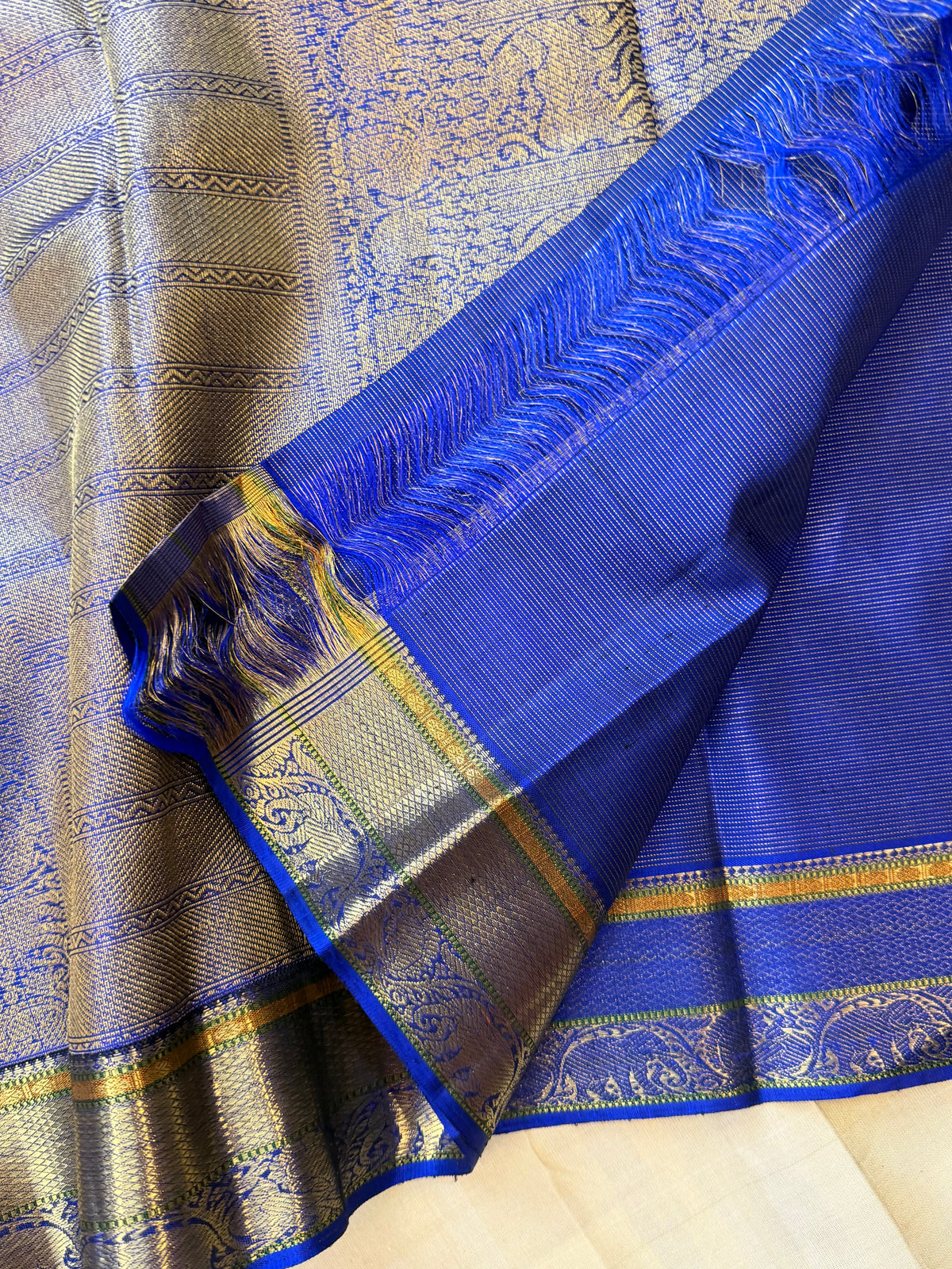 Ms blue Vairaoosi / pure Zari Kanjipuram silk