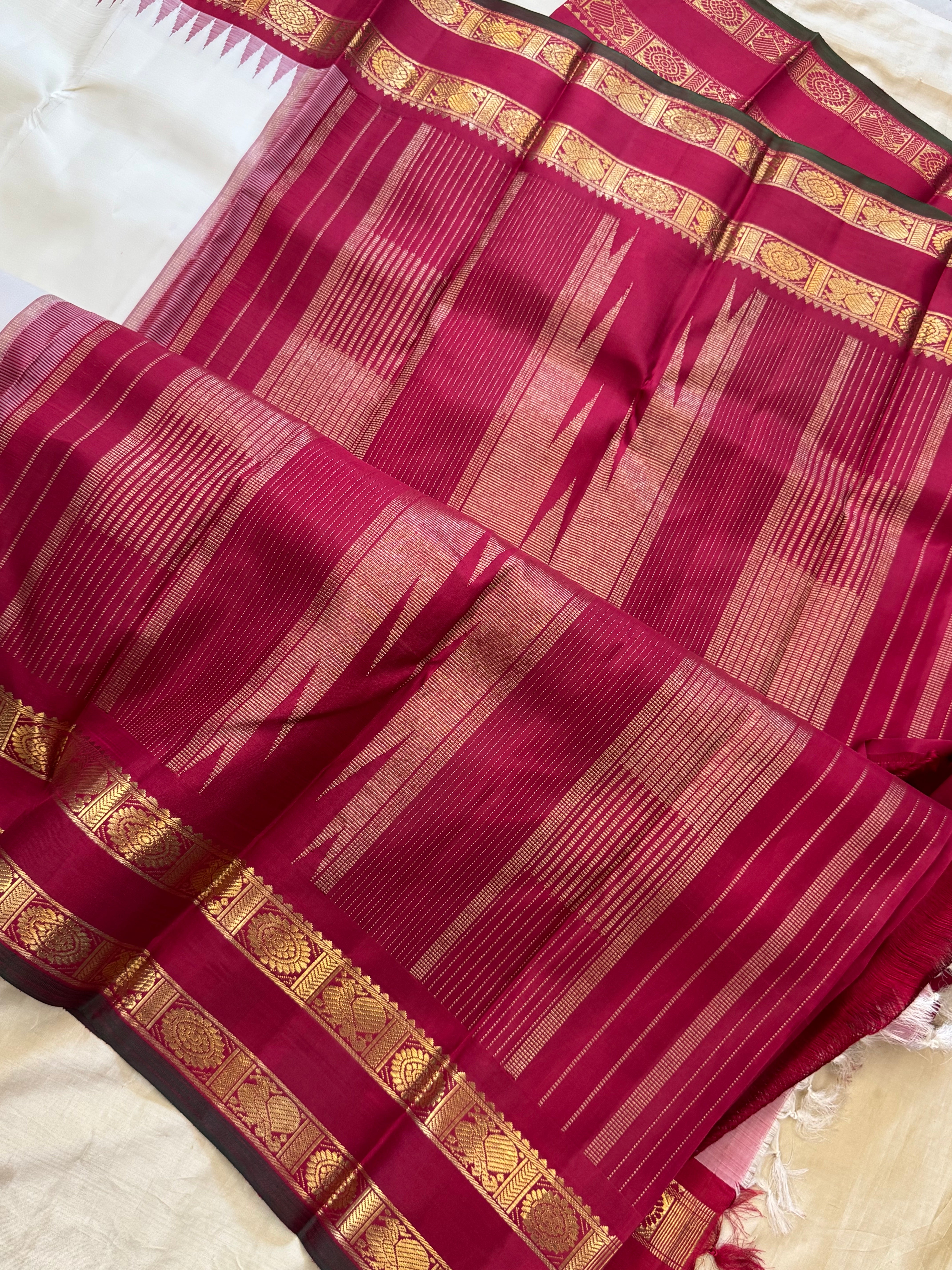 Off white Korvai retta pet border/ kanjipuram silk CLSA6309