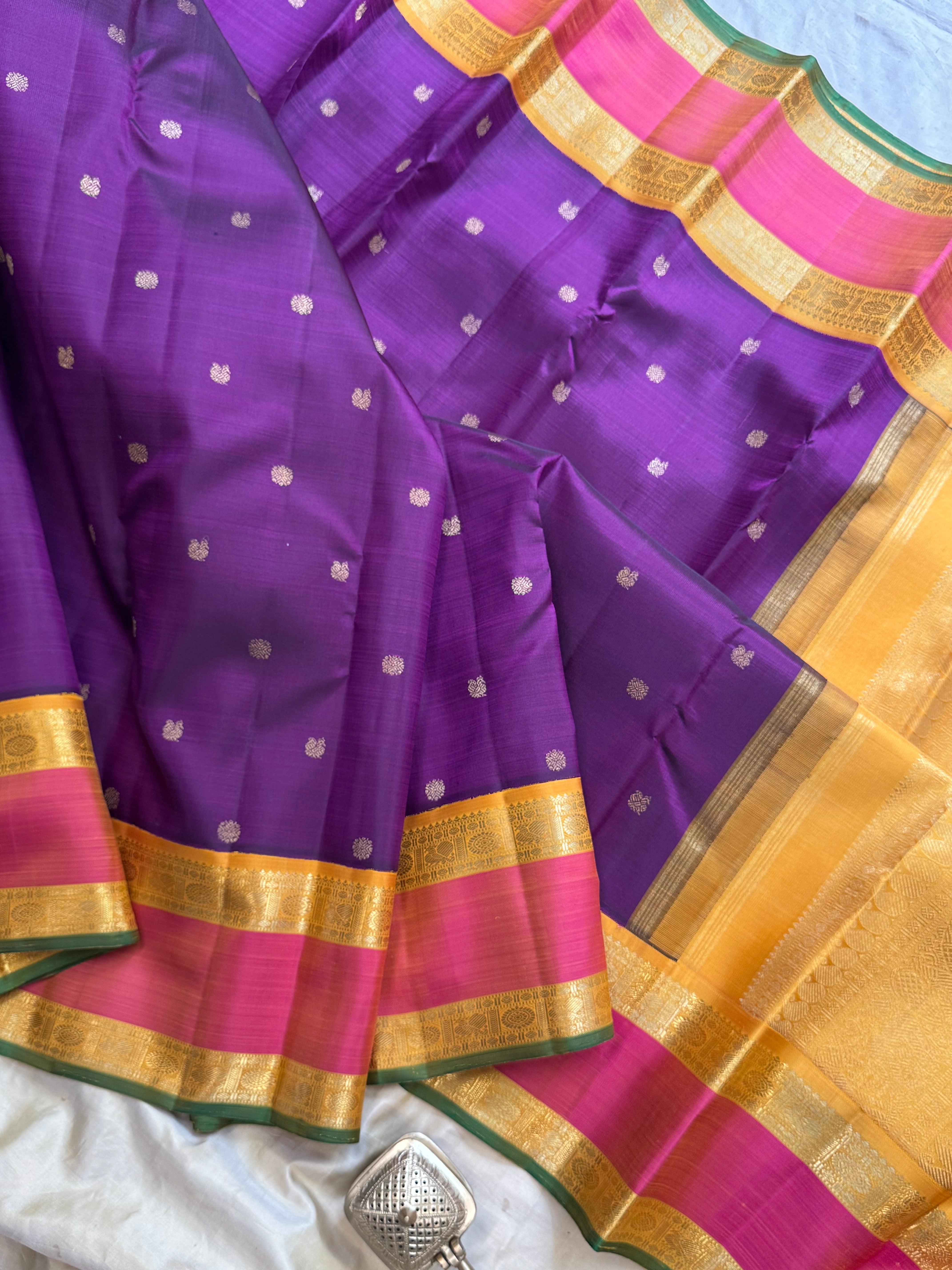 Purple retta pet  Korvai / Kanjipuram silk