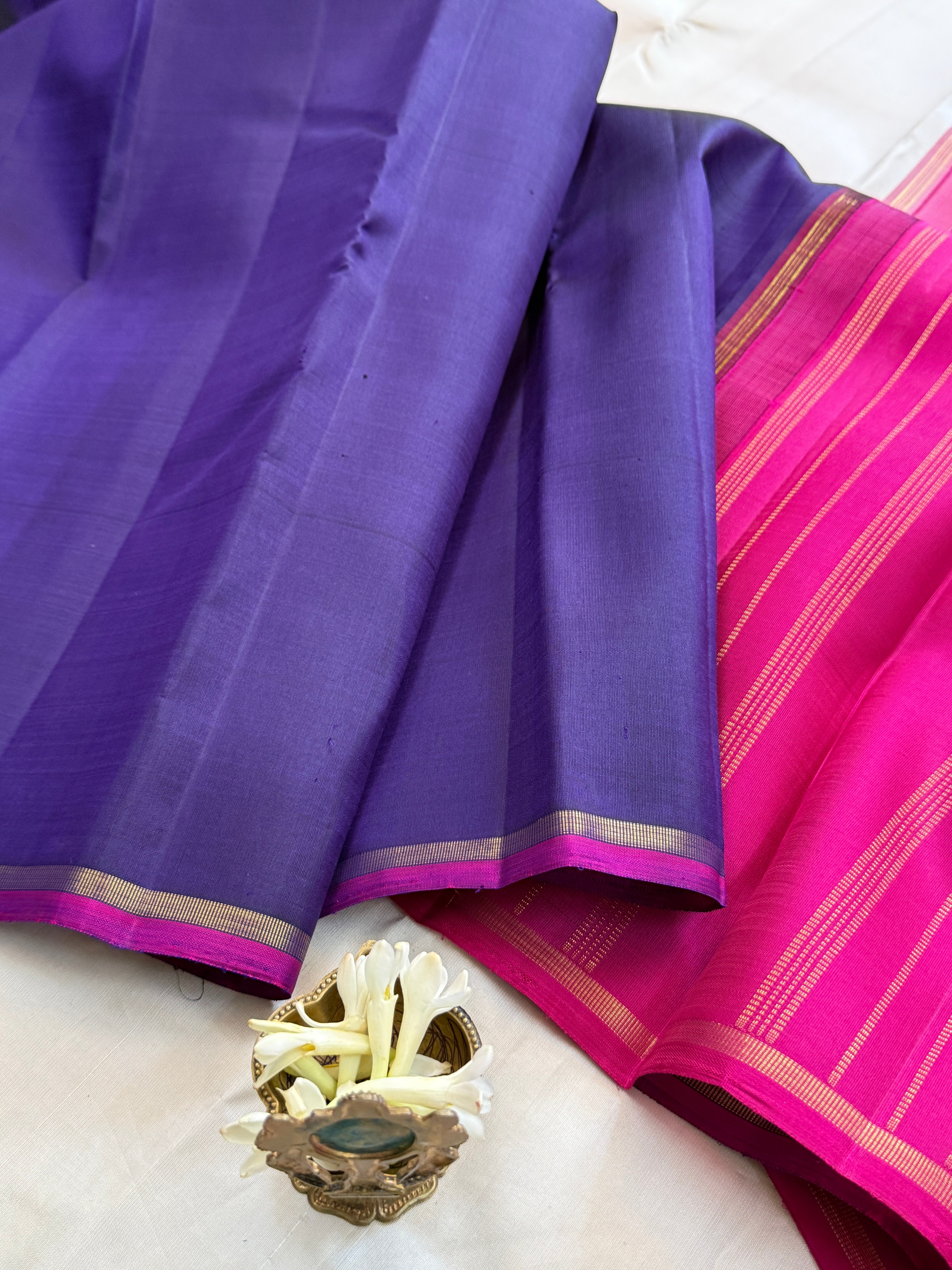 Purple and offwhite half an half pattern / Kanjipuram silk/clsa 11595