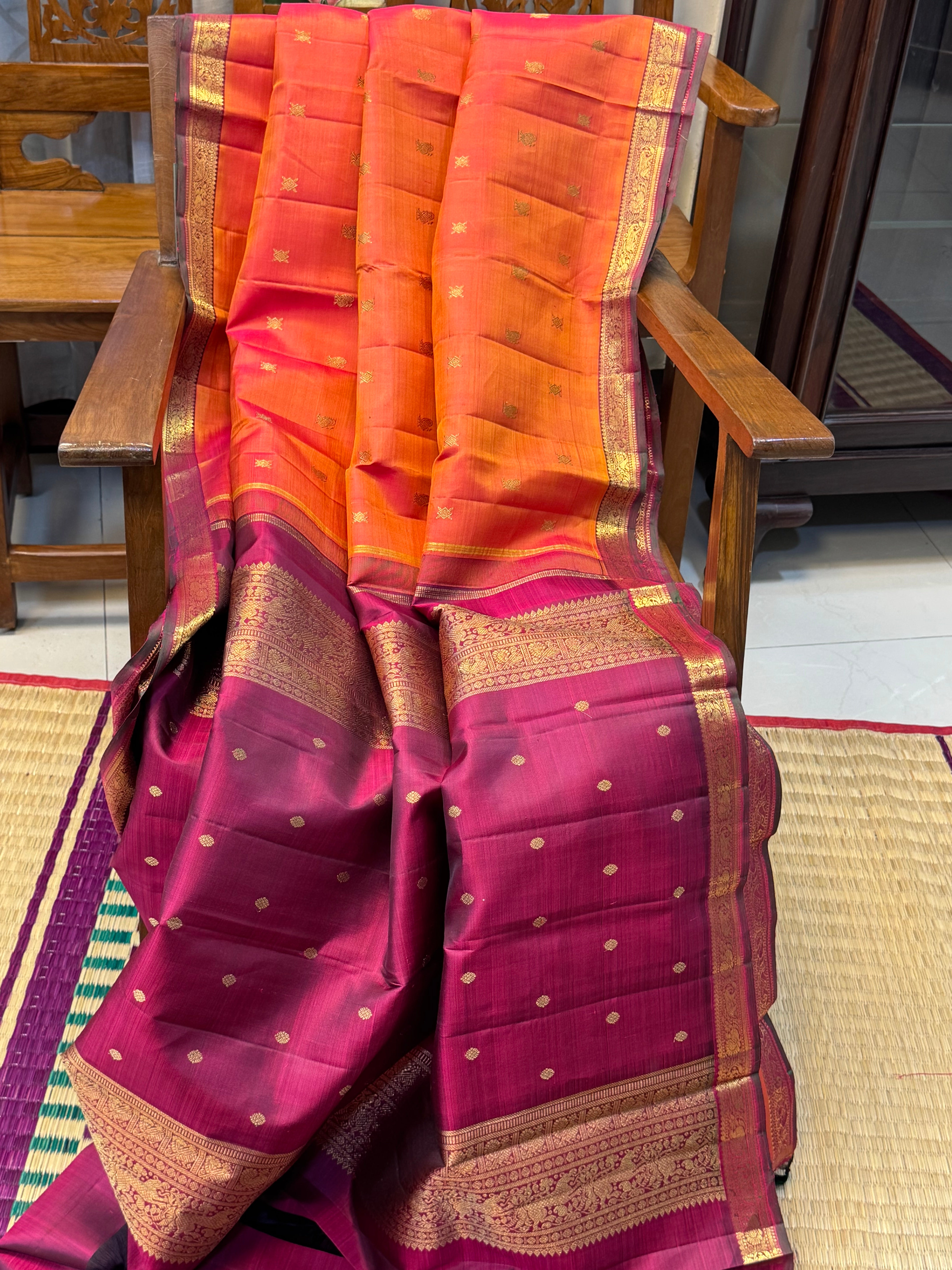 Rust small  border  / kanjipuram silk