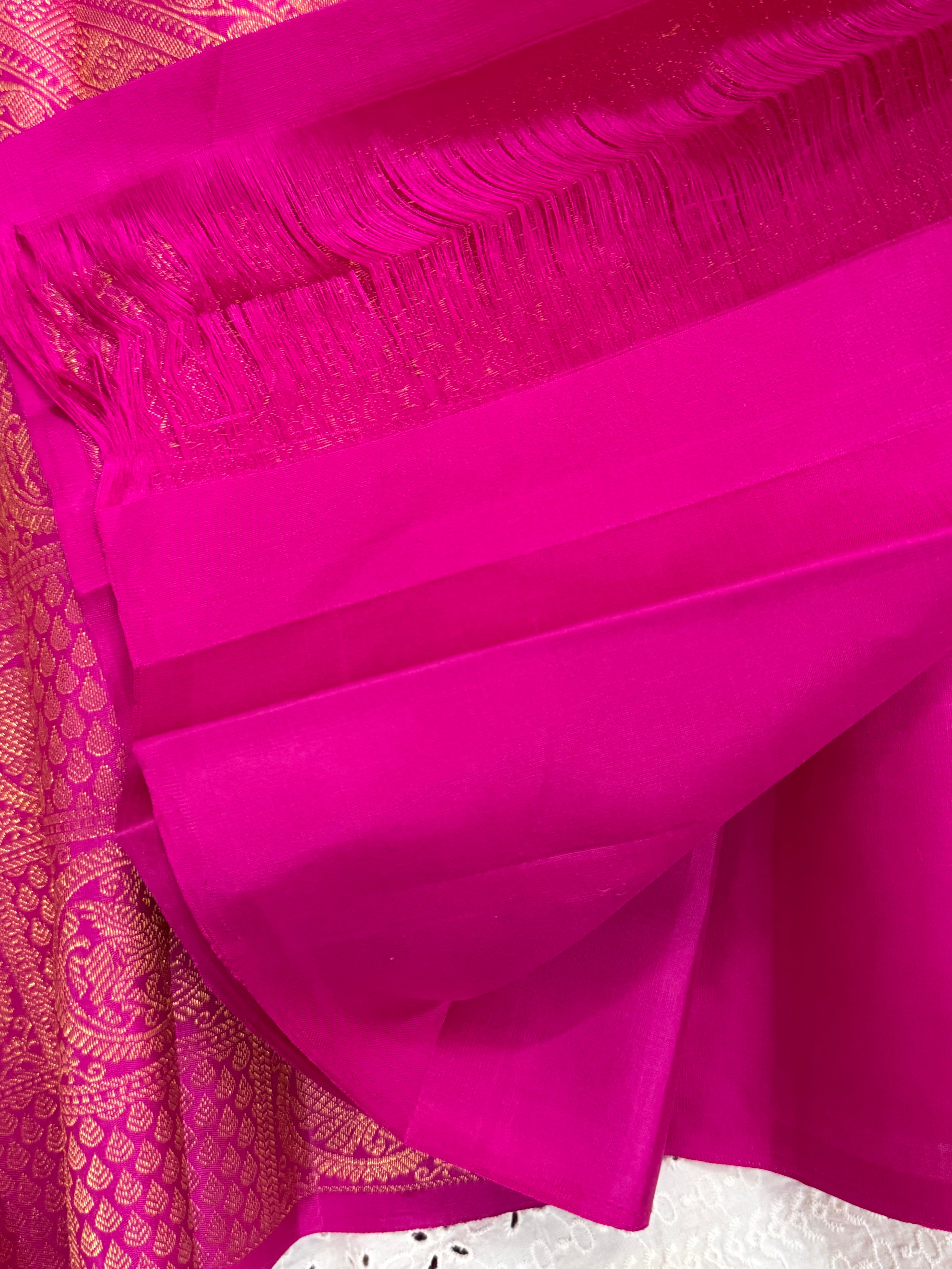 Orange kattam and pink brocade style border / Arani silk