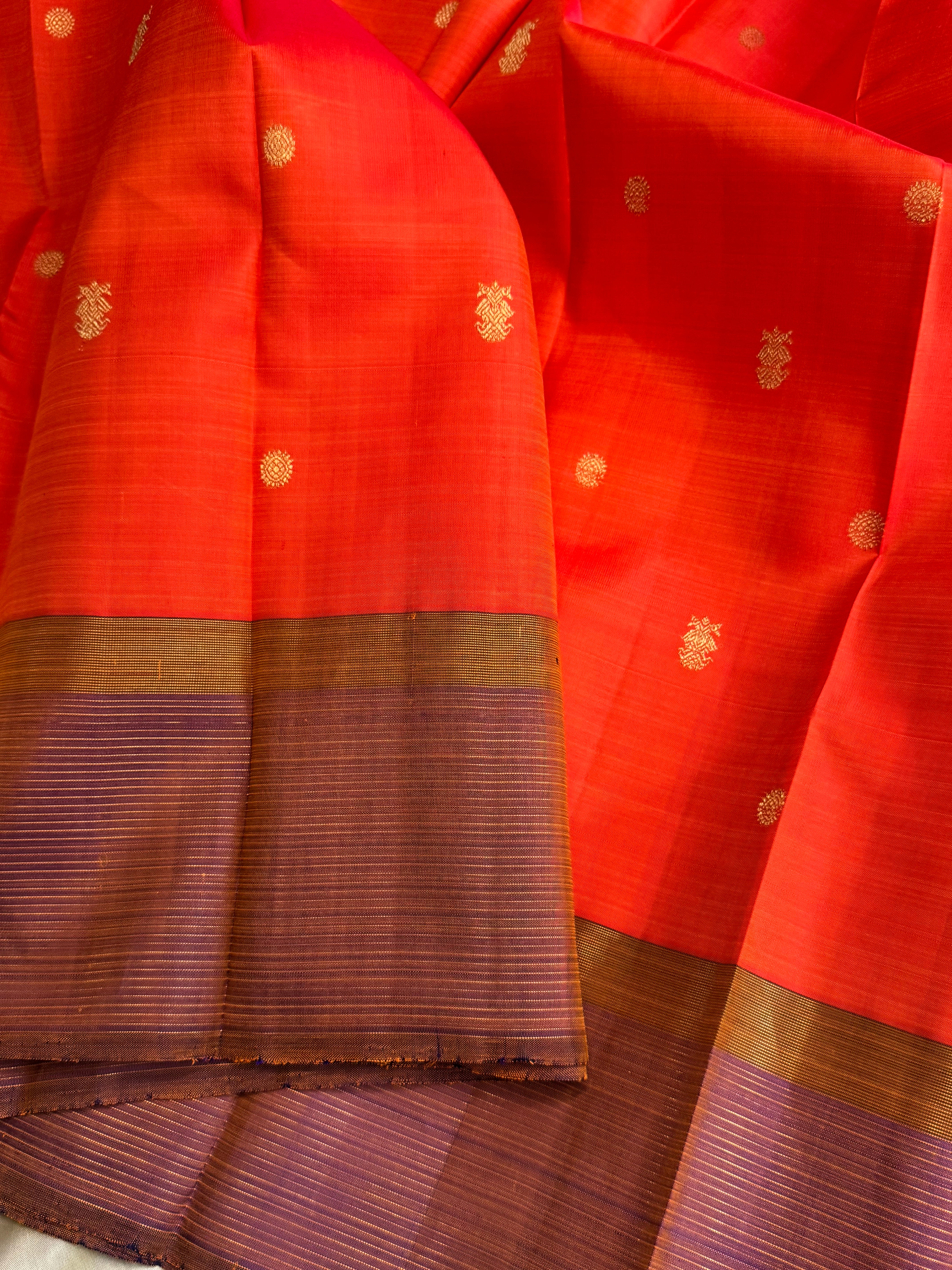 Orange Ganga Jamuna Oosi / simple kanjipuram silk