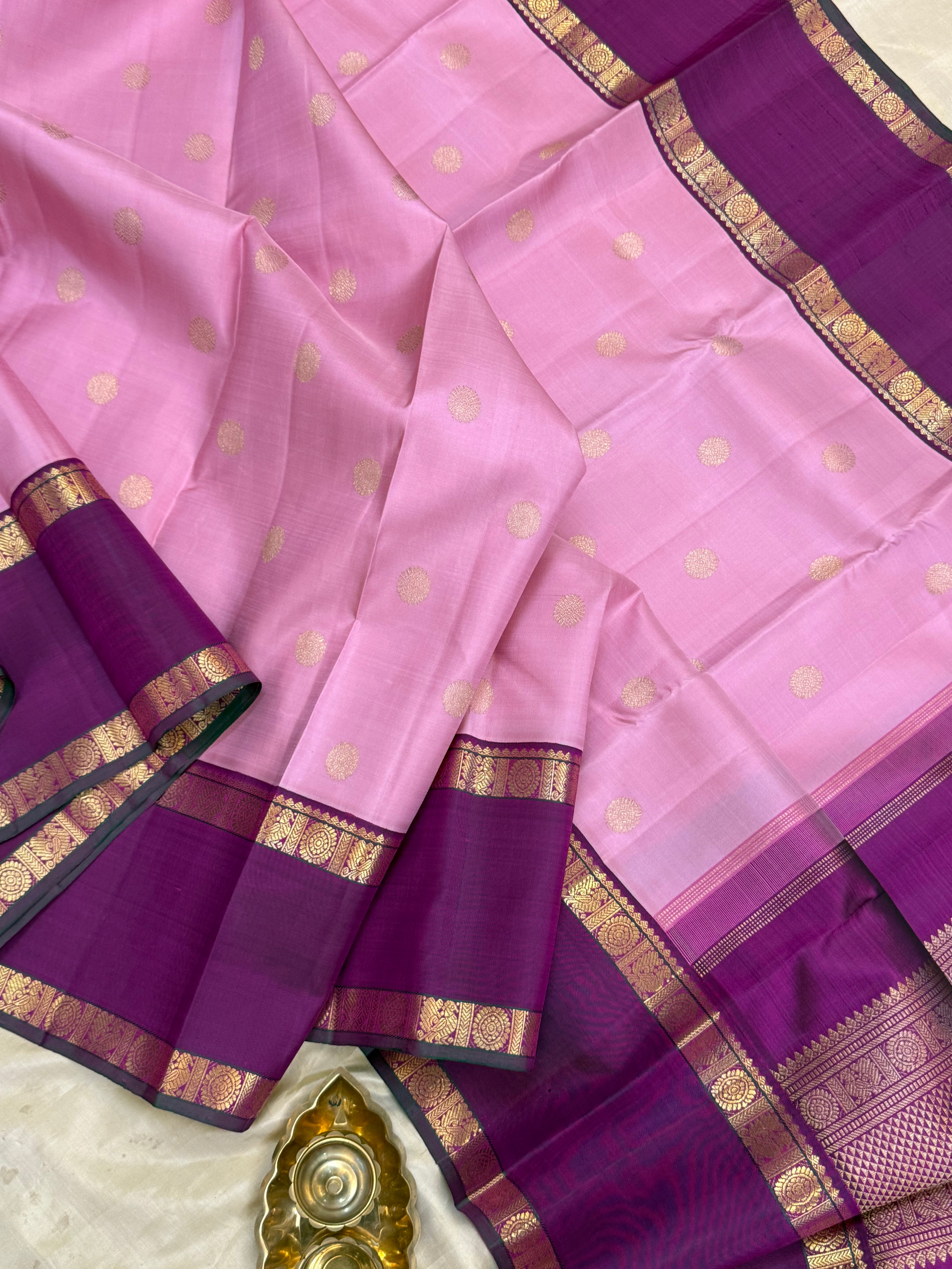 Pastel pink retta pet Kanjipuram silk