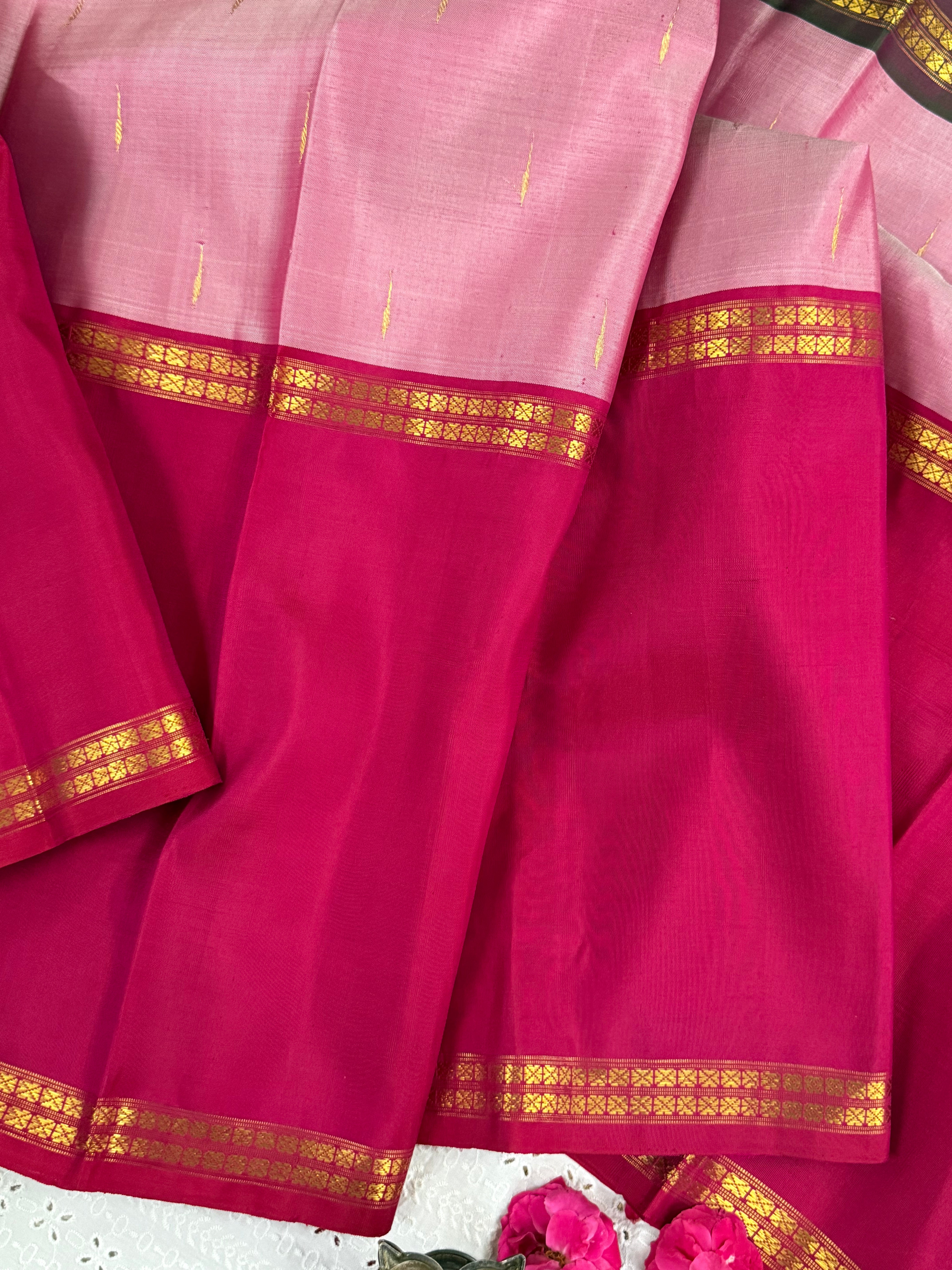 Pink ganga jamuna border/ Arani silk