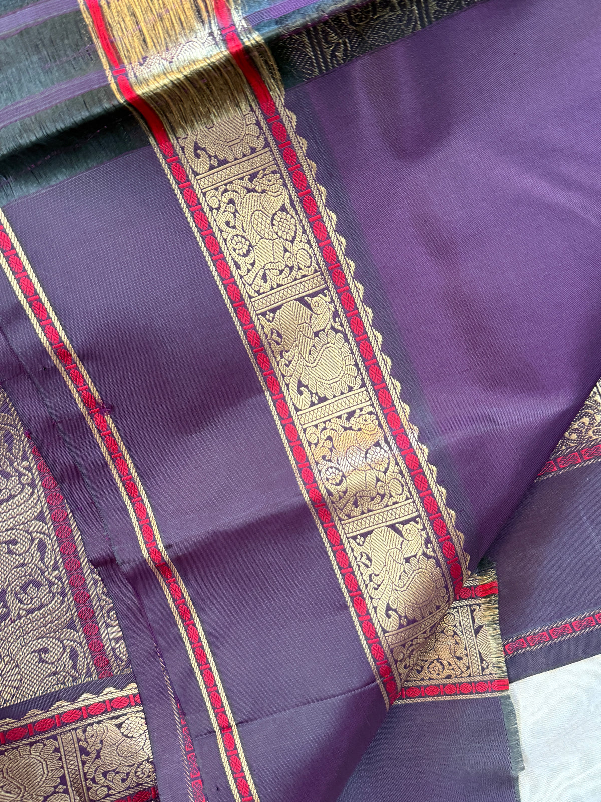 Special edition-lavender Rettapet border with body Zari butta Korvai silk saree/clsa 12577