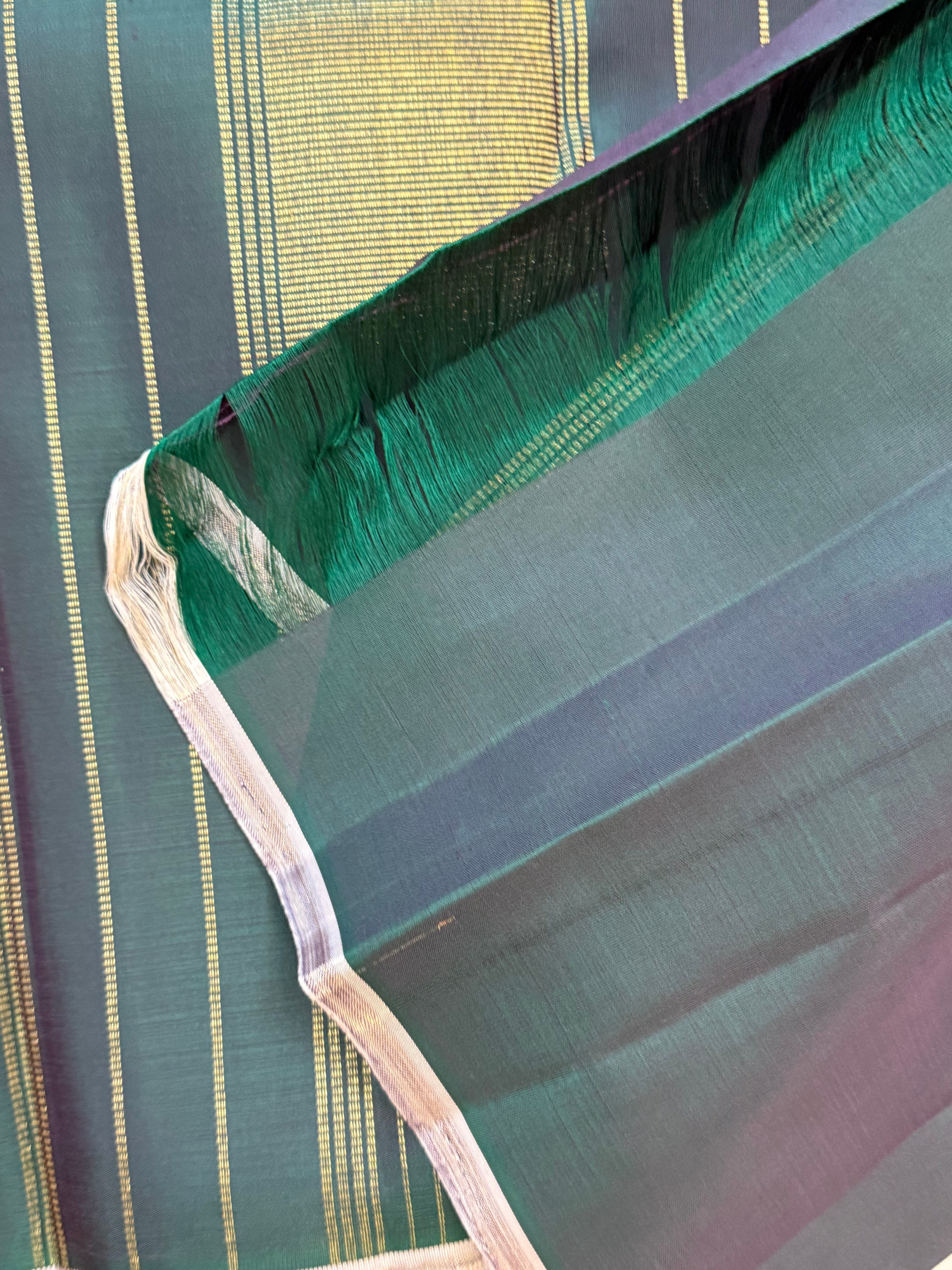 Grey with dark green Half and half / kanjivaram silk clsa 10685