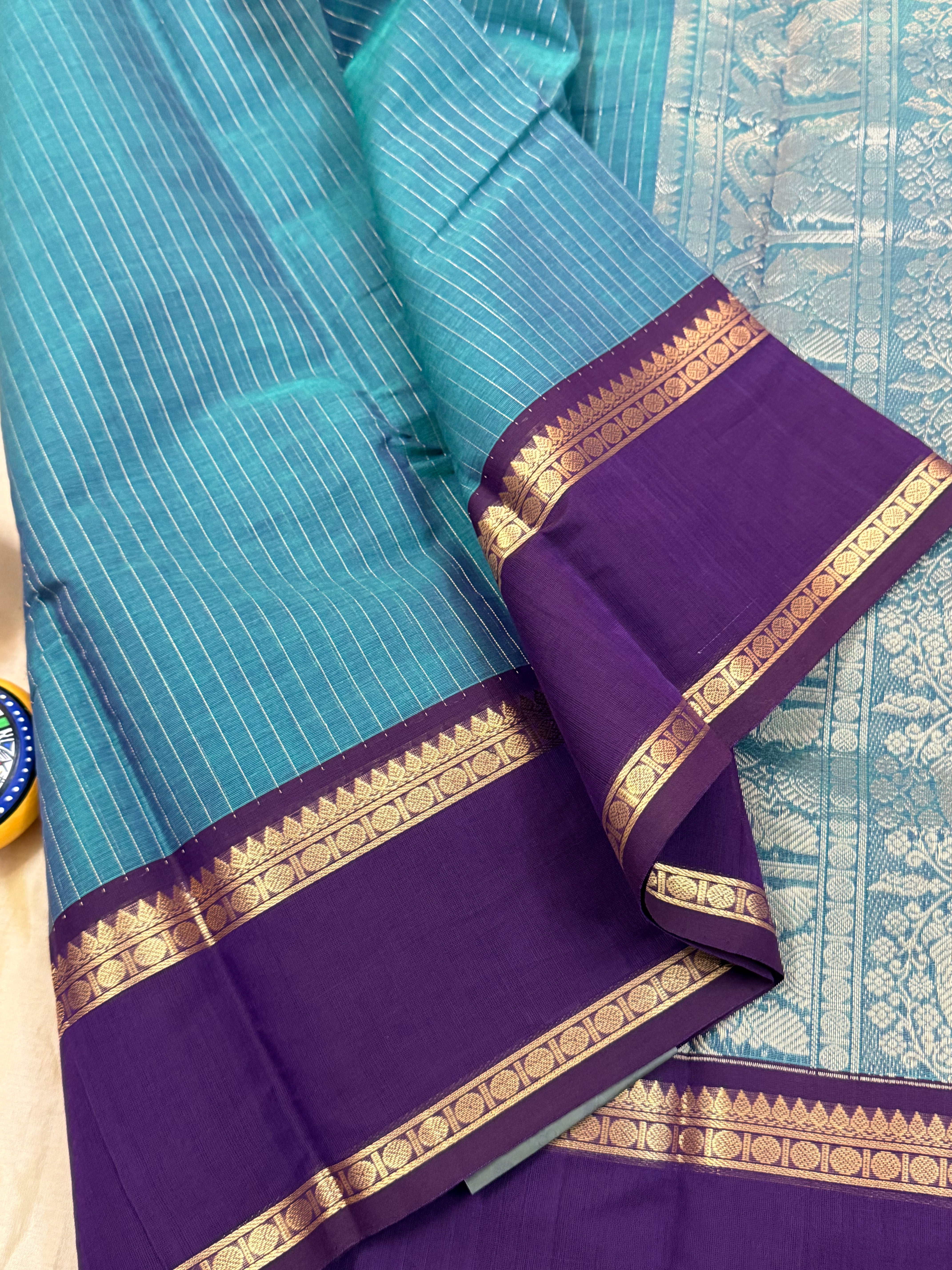 Rama blue rettapet border/ Kanchi Cotton CL5809