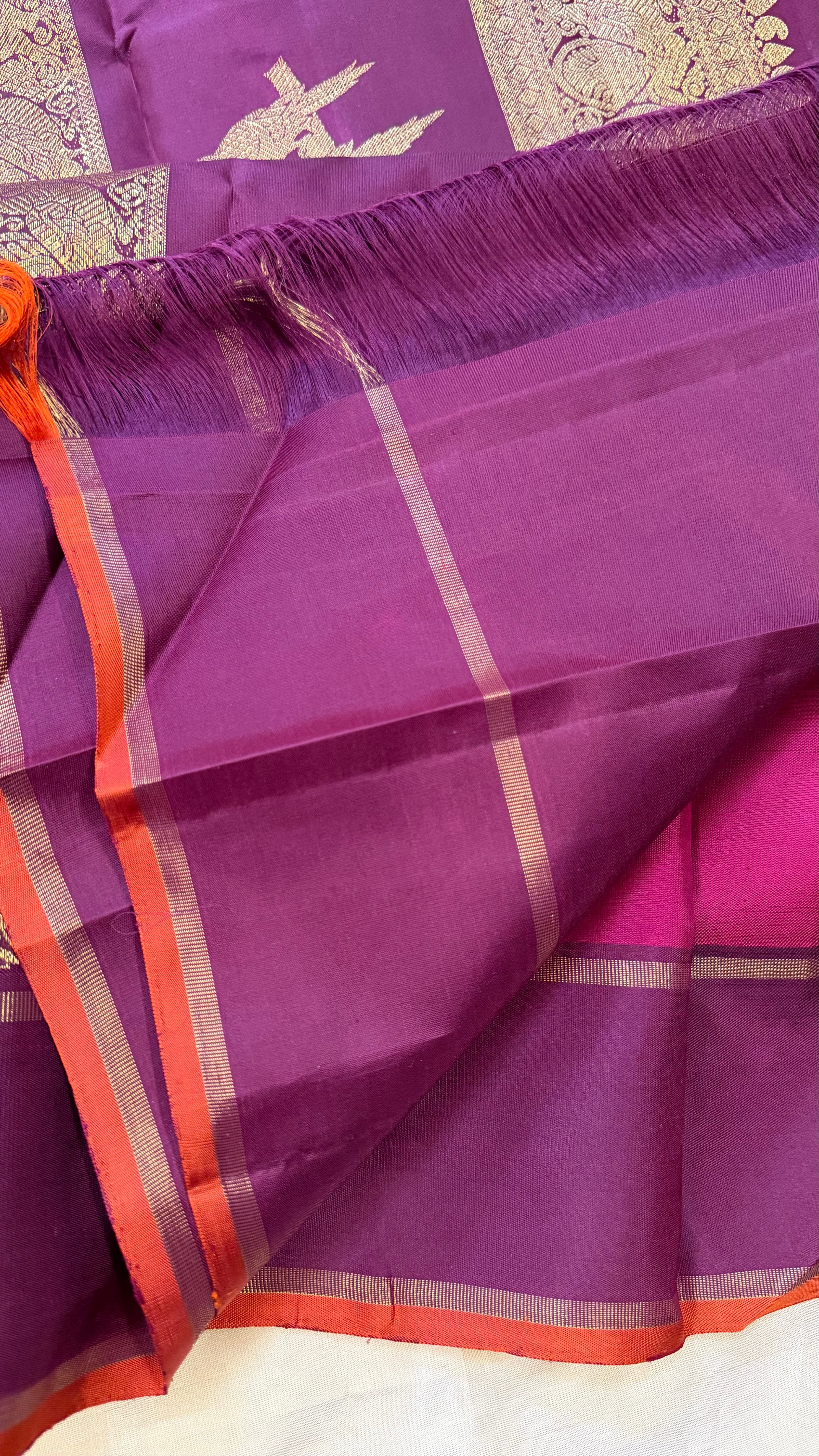 Pink and purple / kanjipuram silk