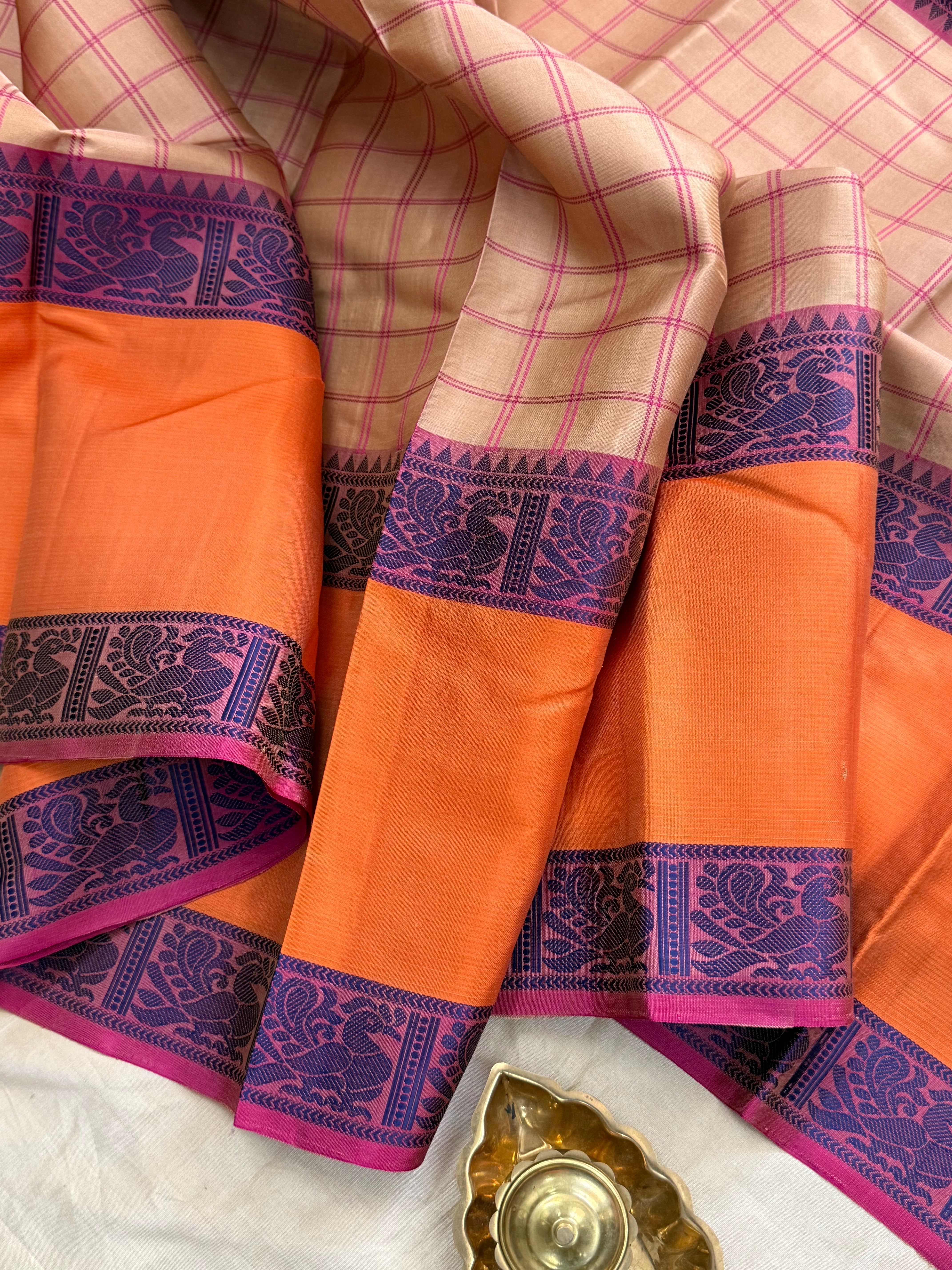 Beige kattam long border / Varnangal Soft Silk CL8734