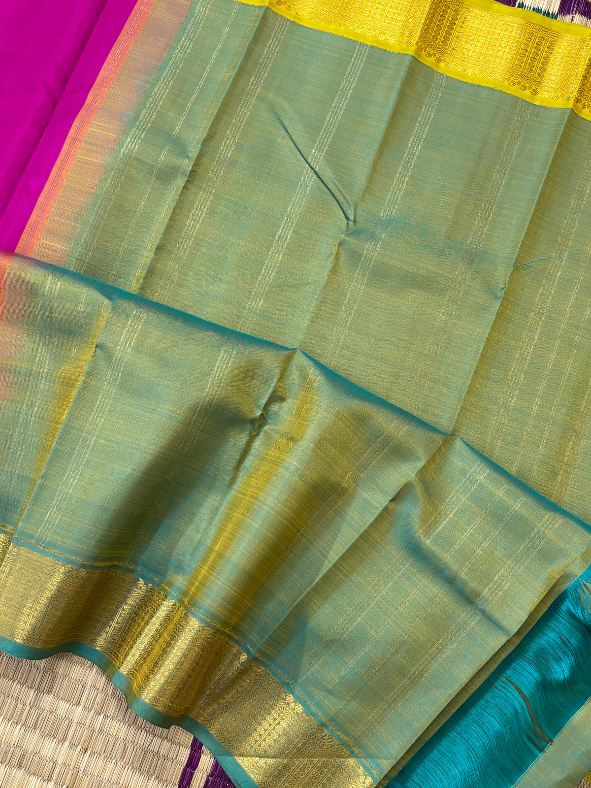 Concept saree-double pallu and double blouse Korvai/kanjipuram silk saree clsa 10956