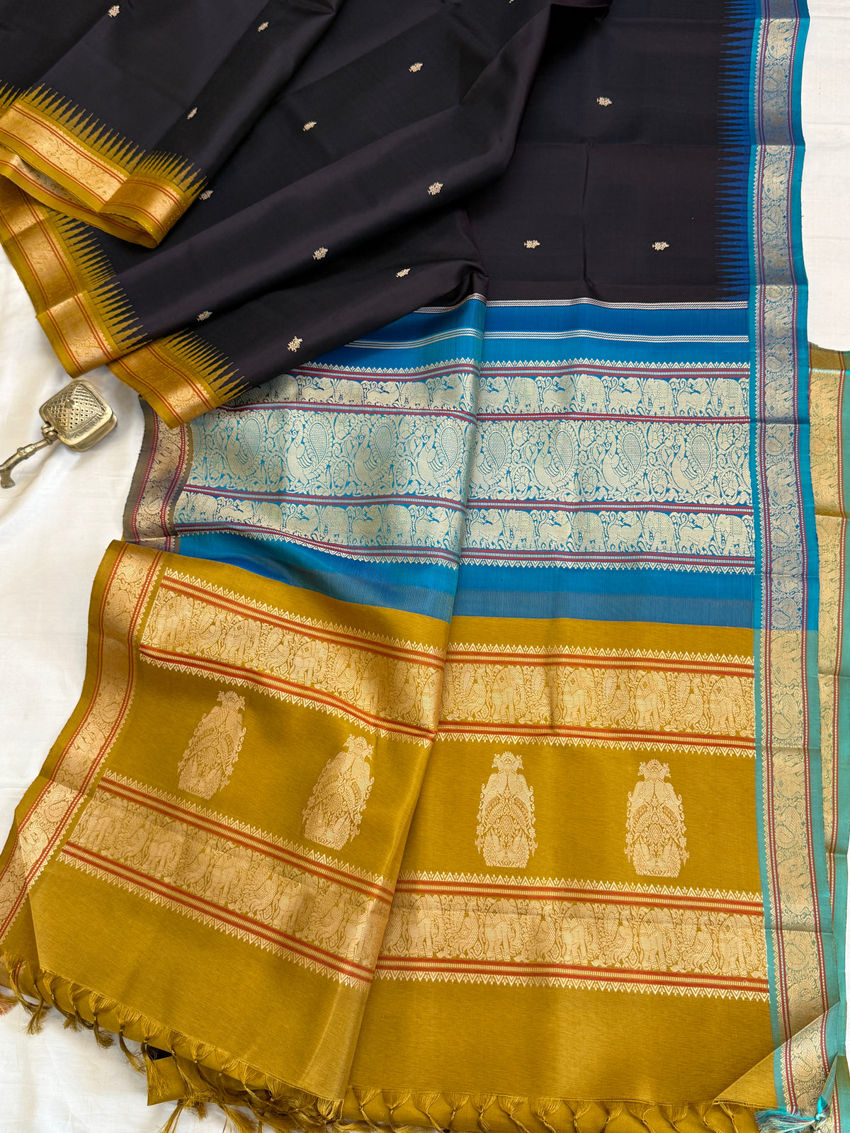 Special edition Ganga Jamuna with double palla Korvai thread Butta silk saree/clsa 12422