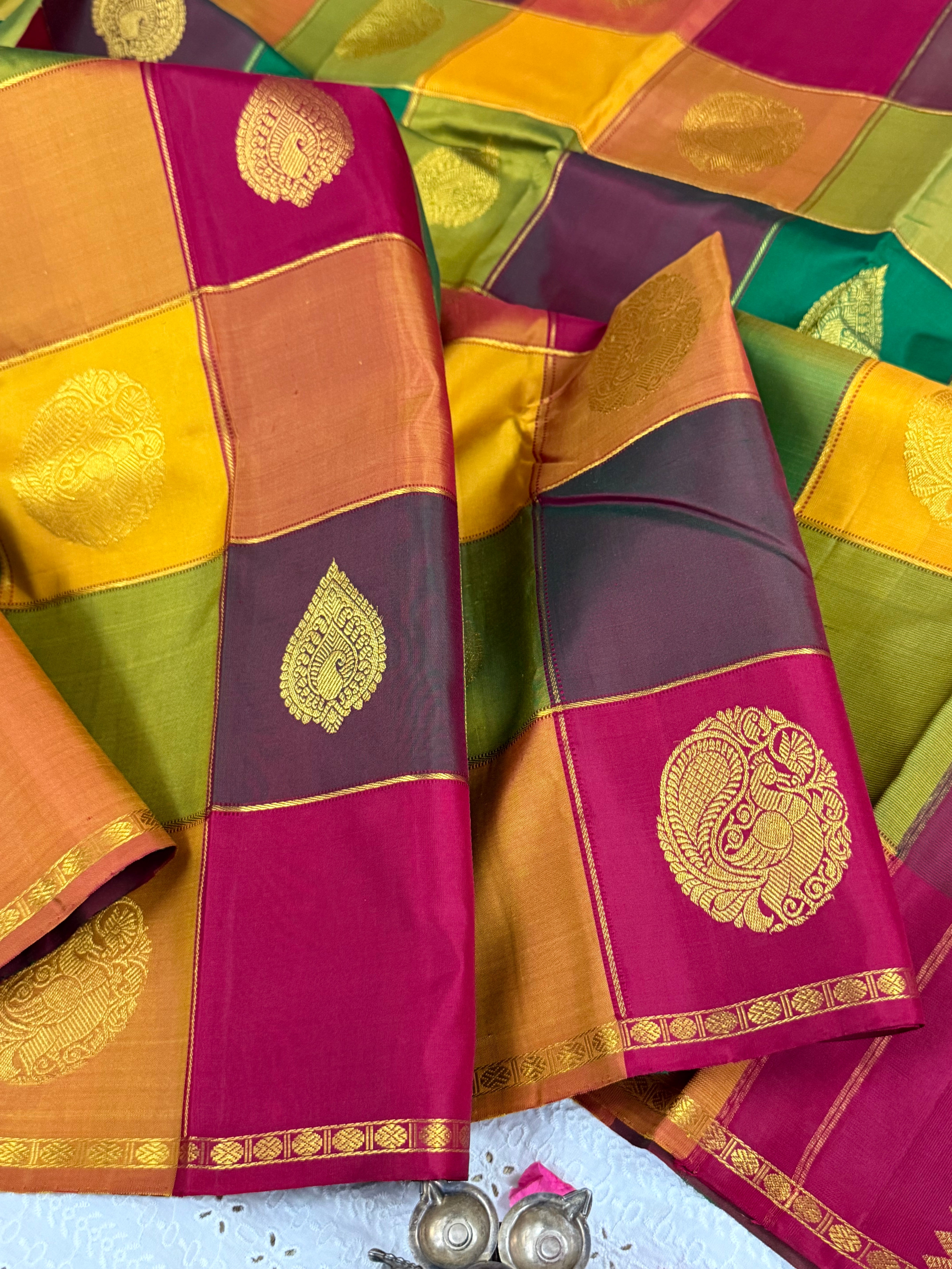 Paalum pazhamum checks/ Arani silk