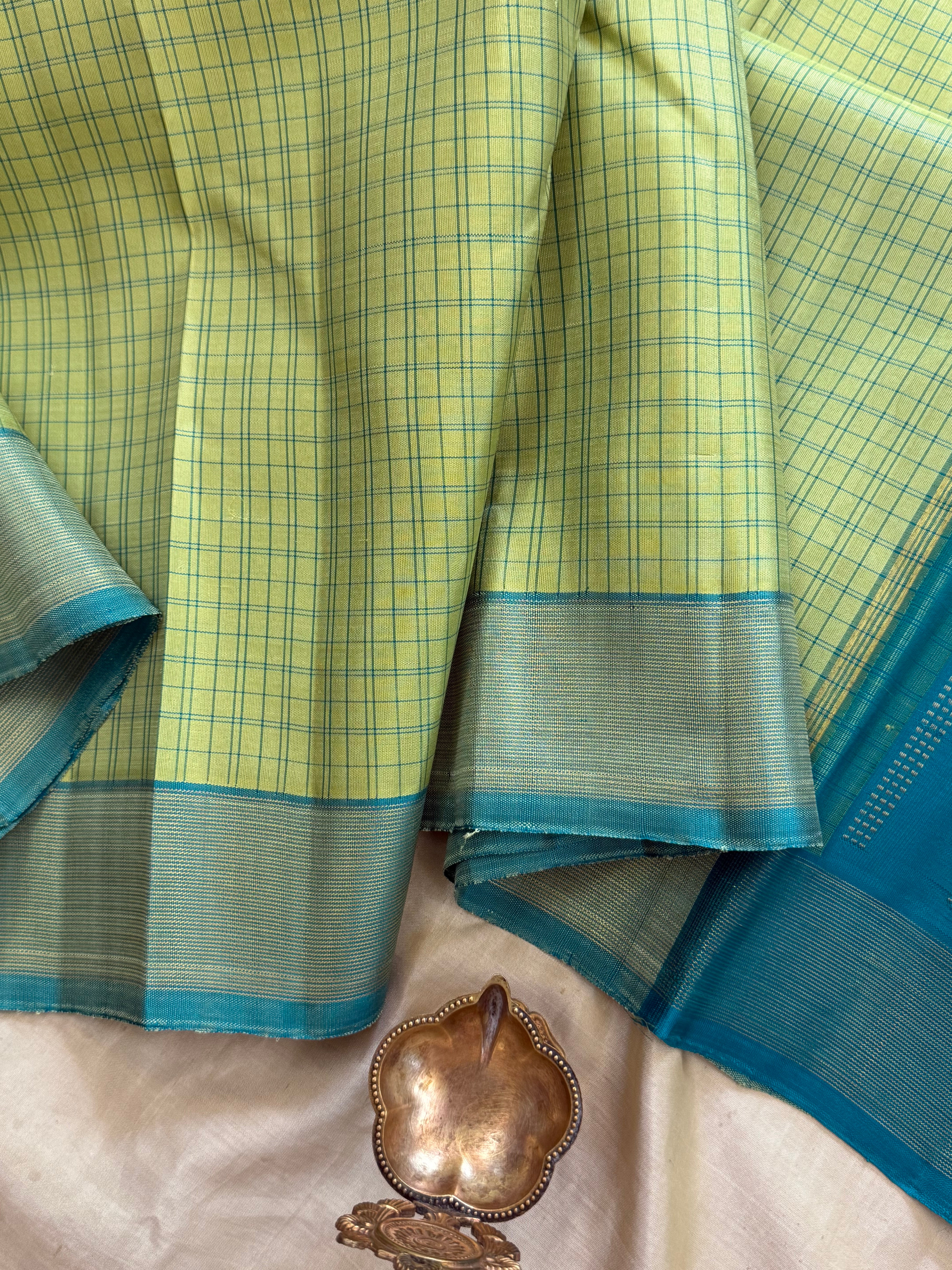LEMON GREEN BODY KANCHIPURAM SILK SAREE CLSA 10917