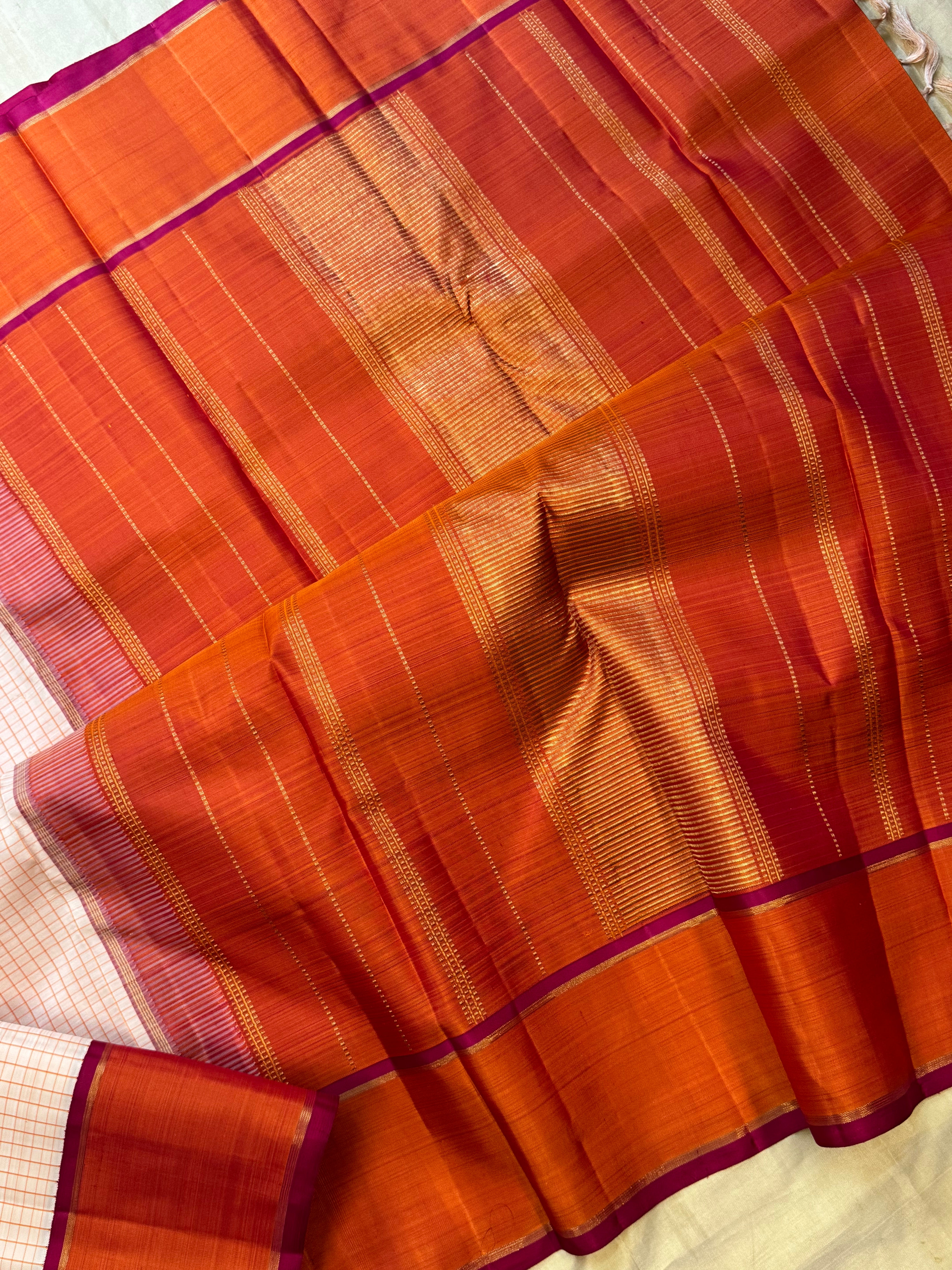 Cream kattam korvai  / kanjipuram silk
