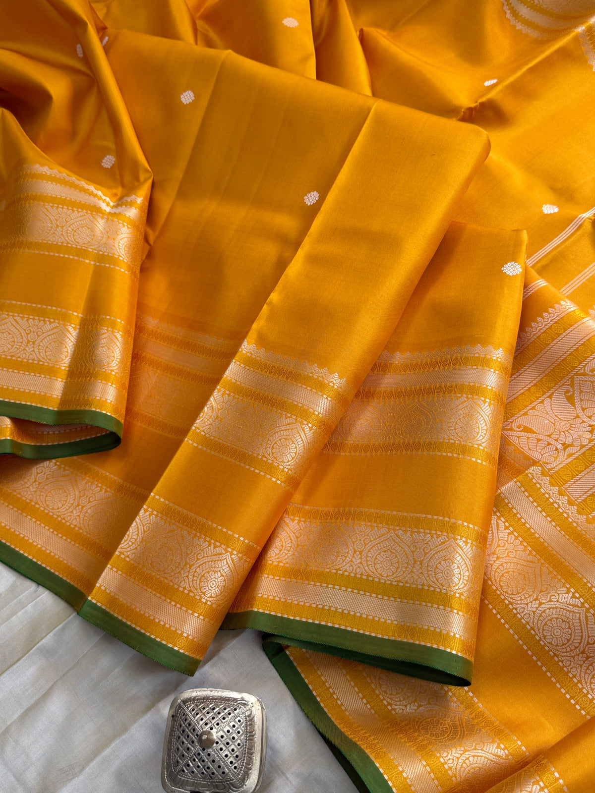 Mustard Yellow thread border and butta / Special Edition Silk CLSA11870