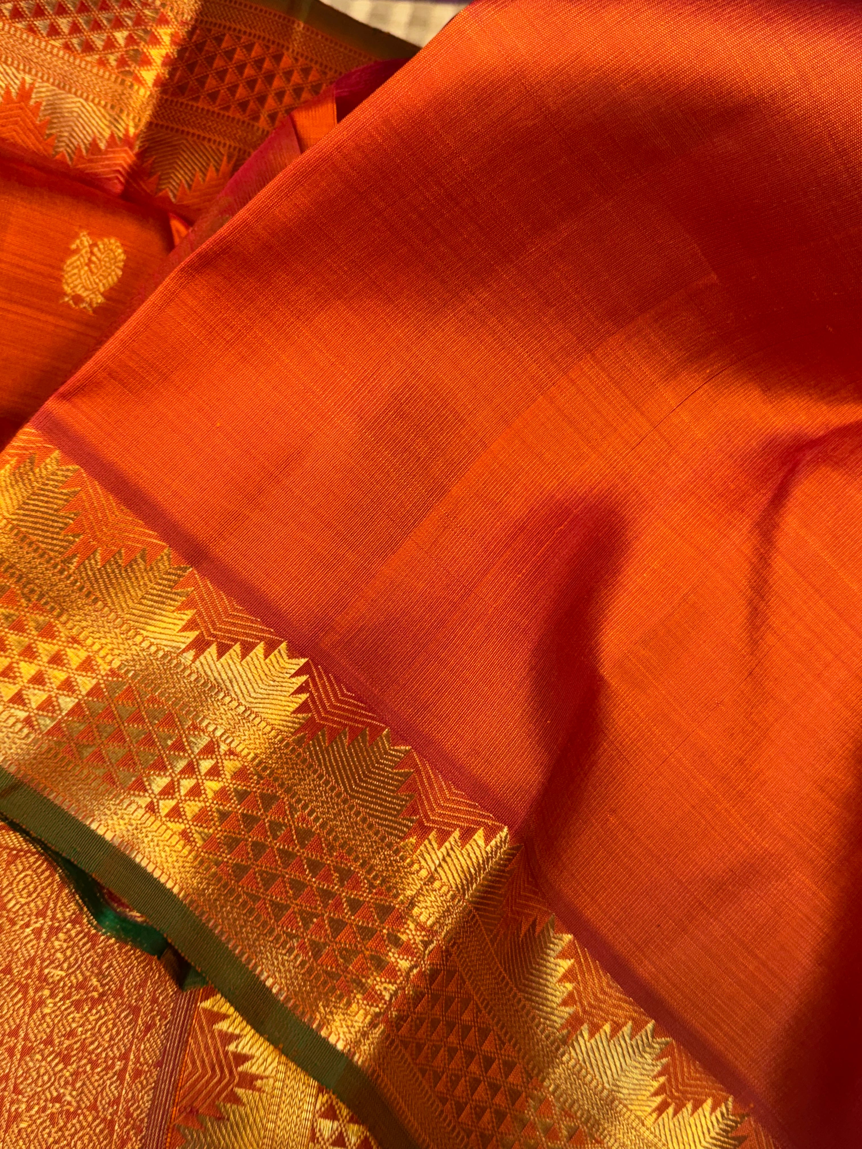 Rust arai madam border  / kanjipuram silk