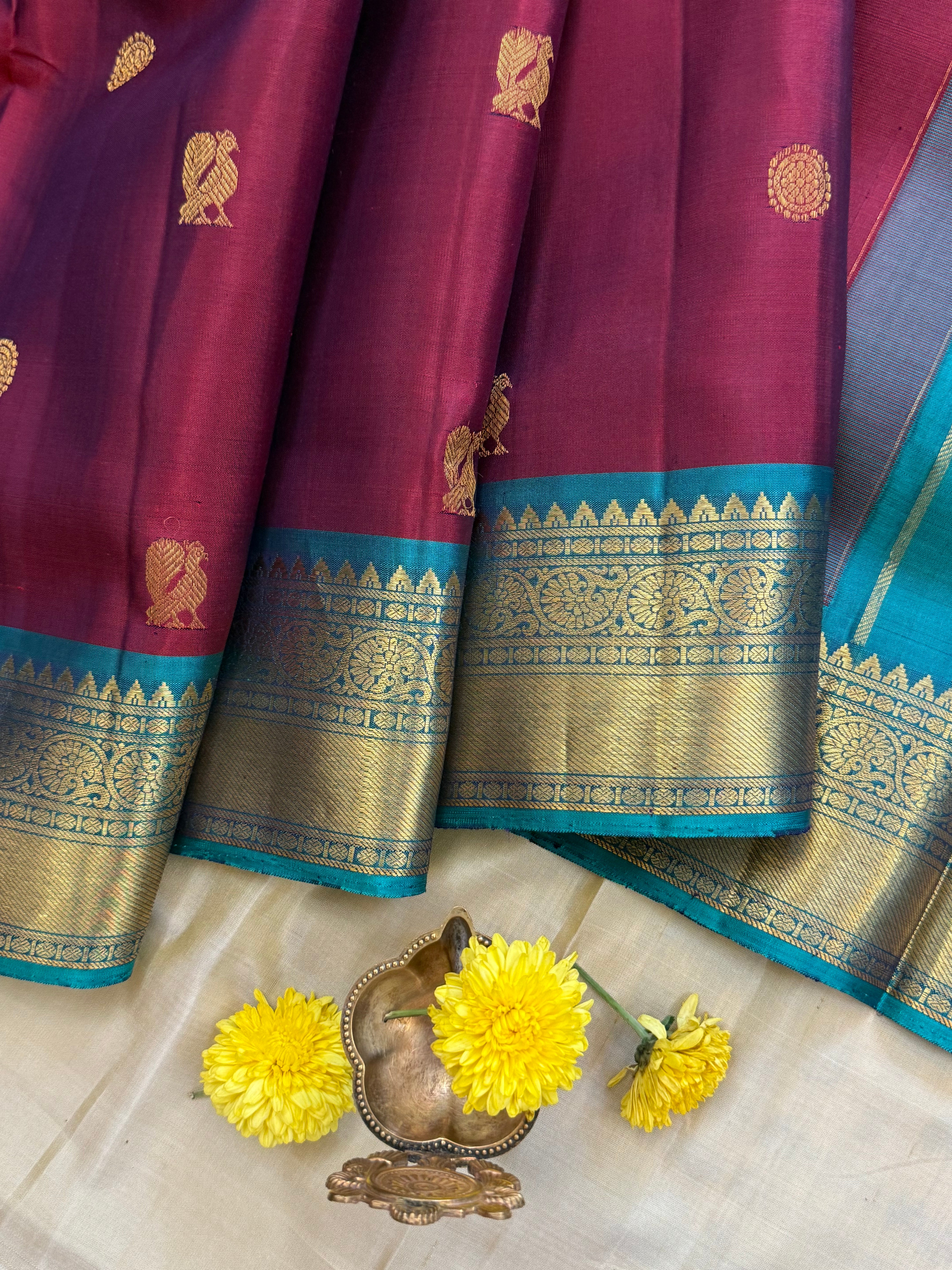 10 YARDS SEMI CONTRAST / KANJIPURAM SILK SAREE CLSA 10035