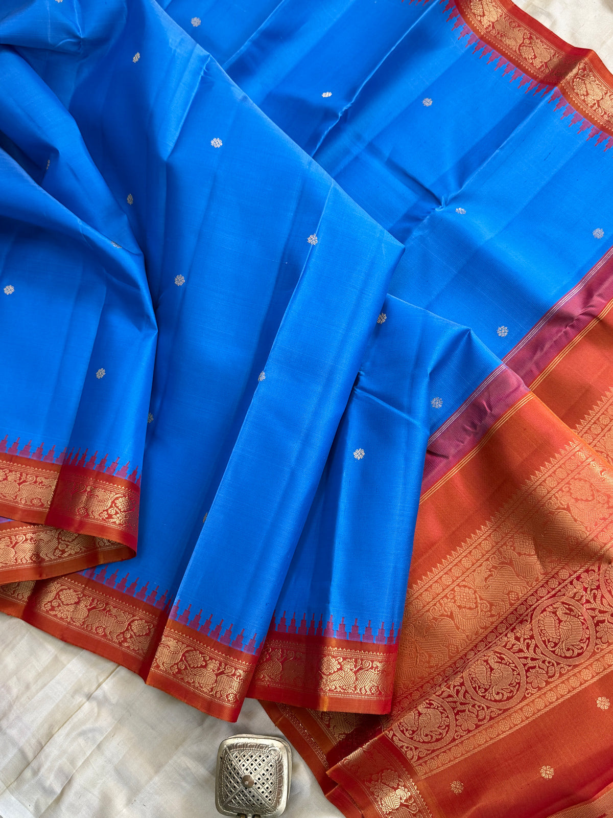 Sky blue Korvai Zari butta / Special Edition Silk CLSA 11908