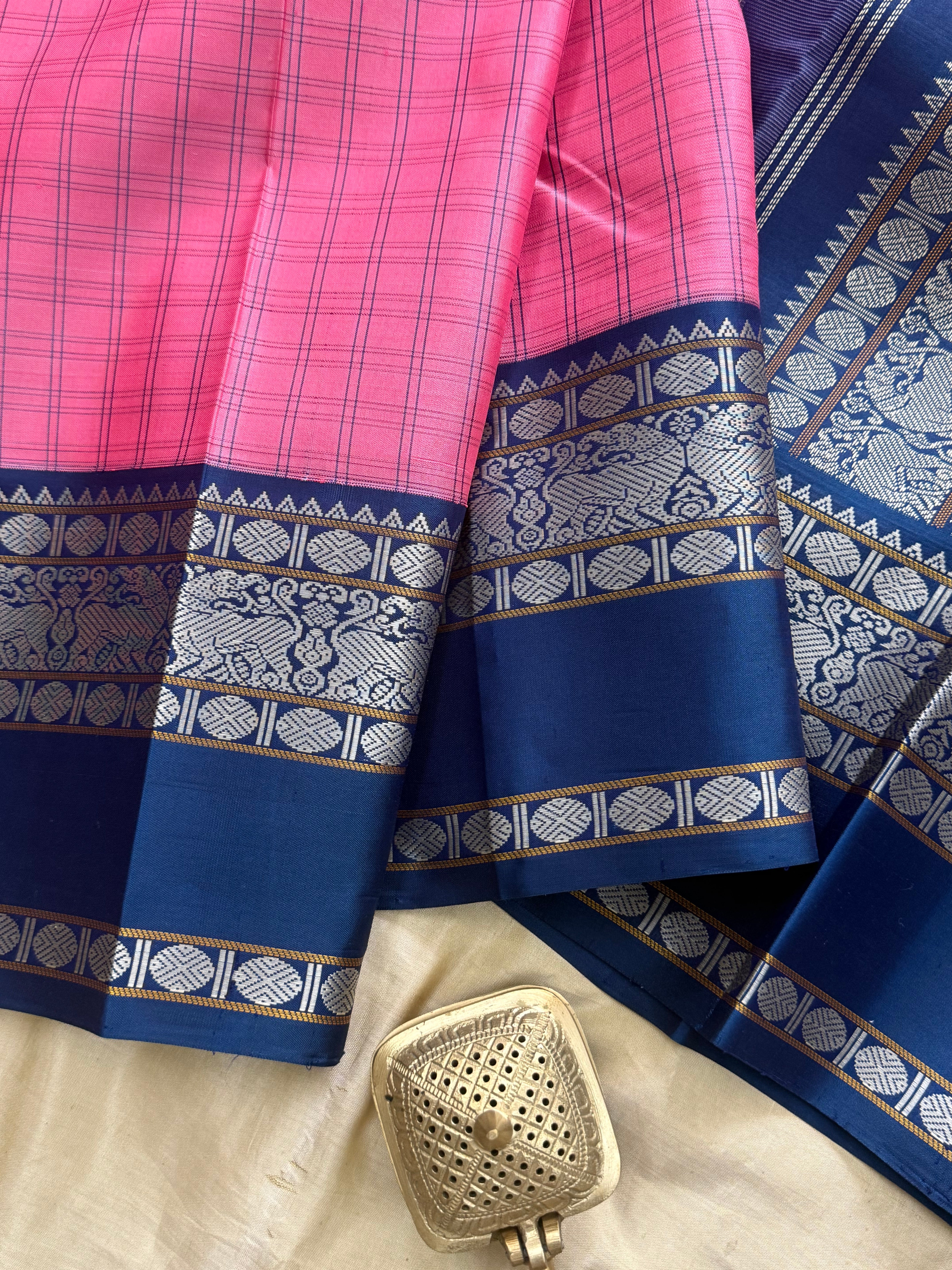 Pink Kattam with teal blue border/special edition CLSA9847