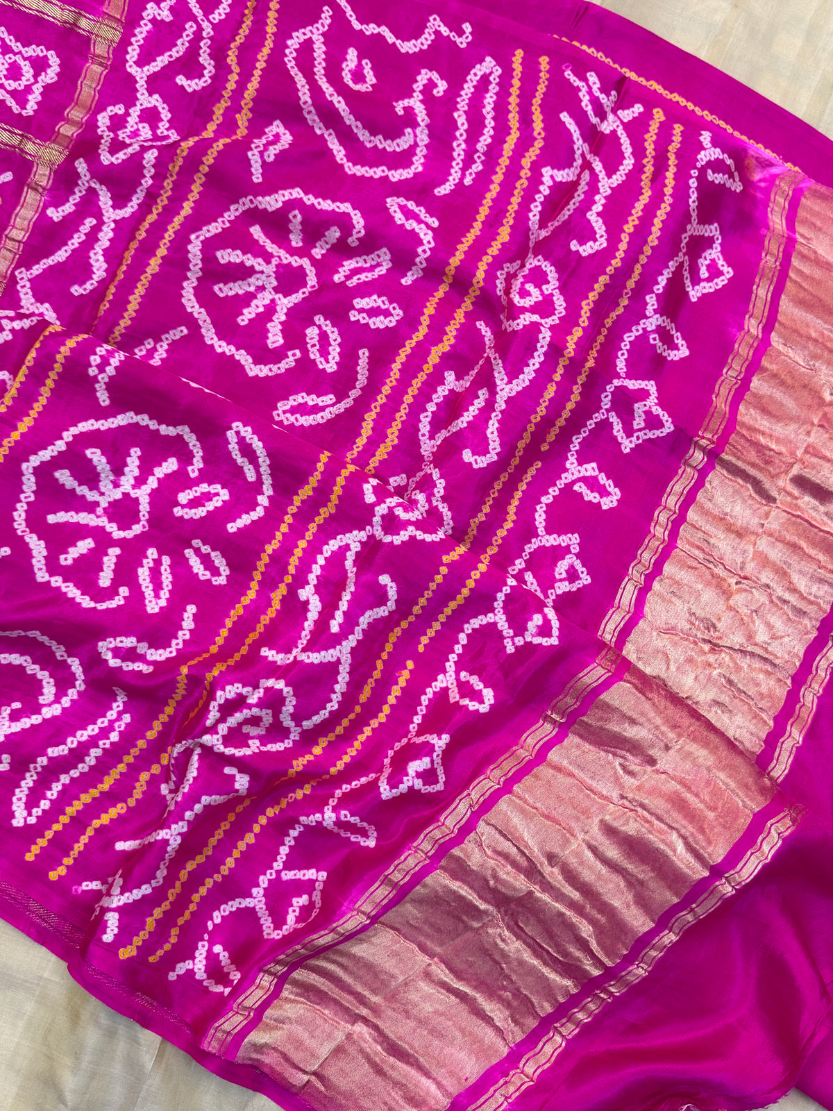 Pink bandhini and gajji silk saree clsa 11938