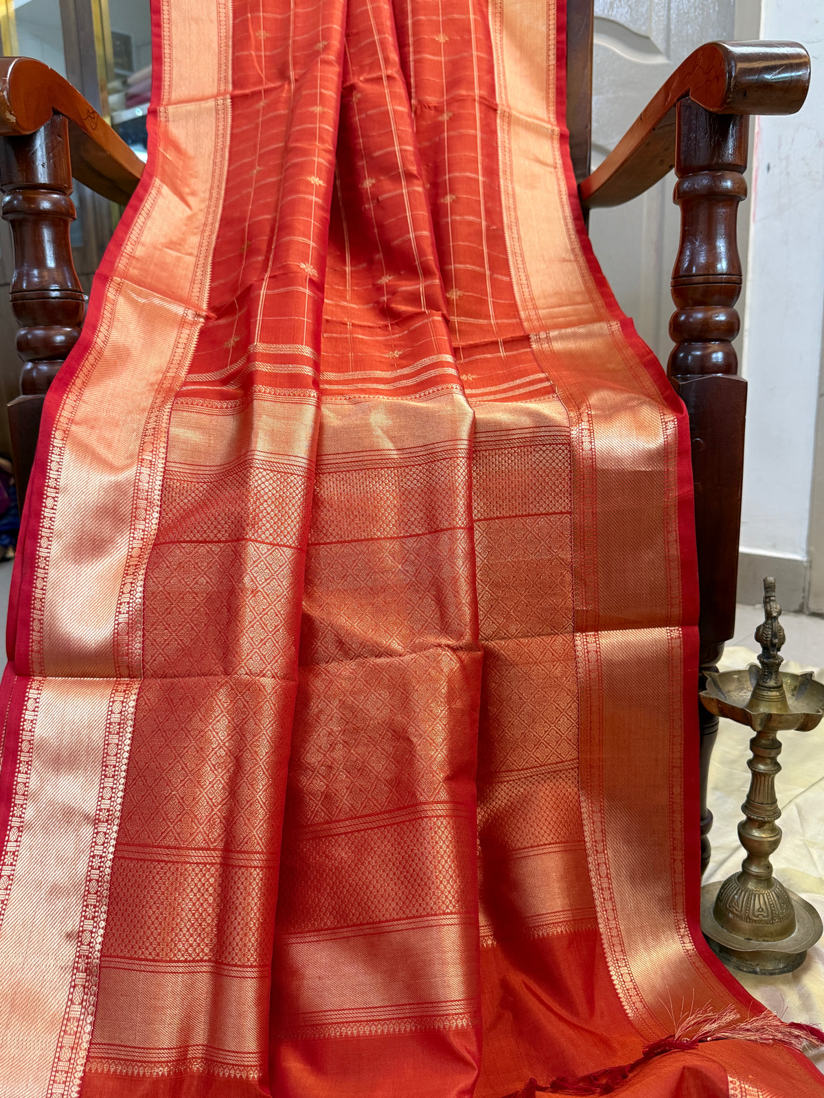 Premium silk cotton-Zari kattam with butta/clsa 12643