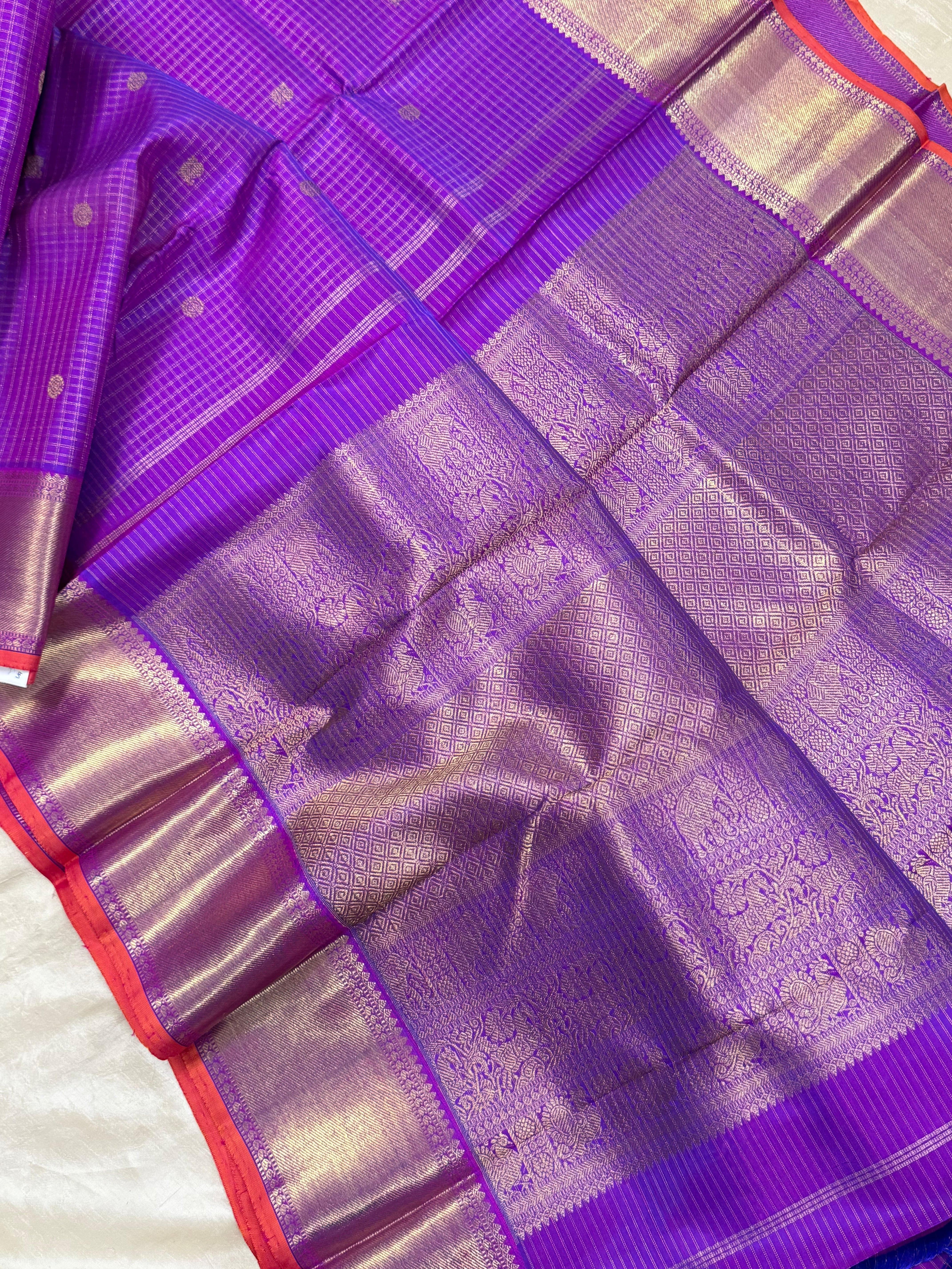 Purple zari kattam getti border/ Kanjipuram silk