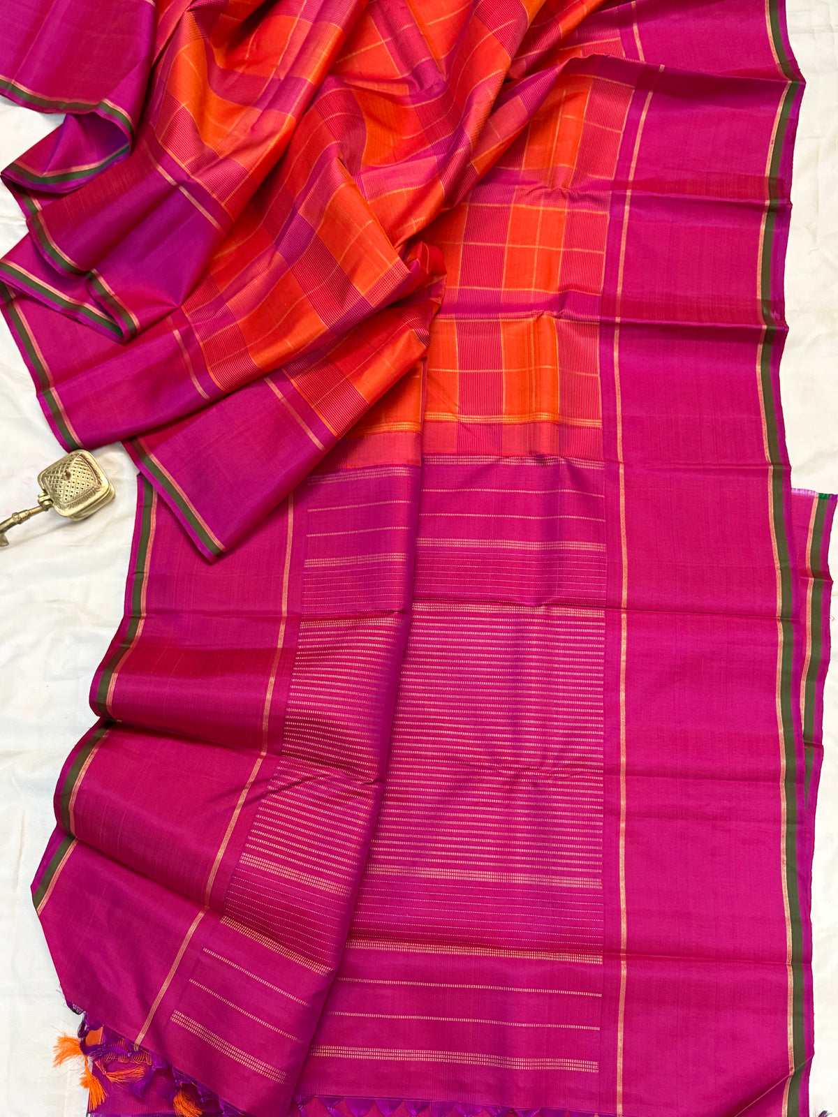 Chettinad Kattam pure Zari/Kanjipuram silk saree clsa 12755
