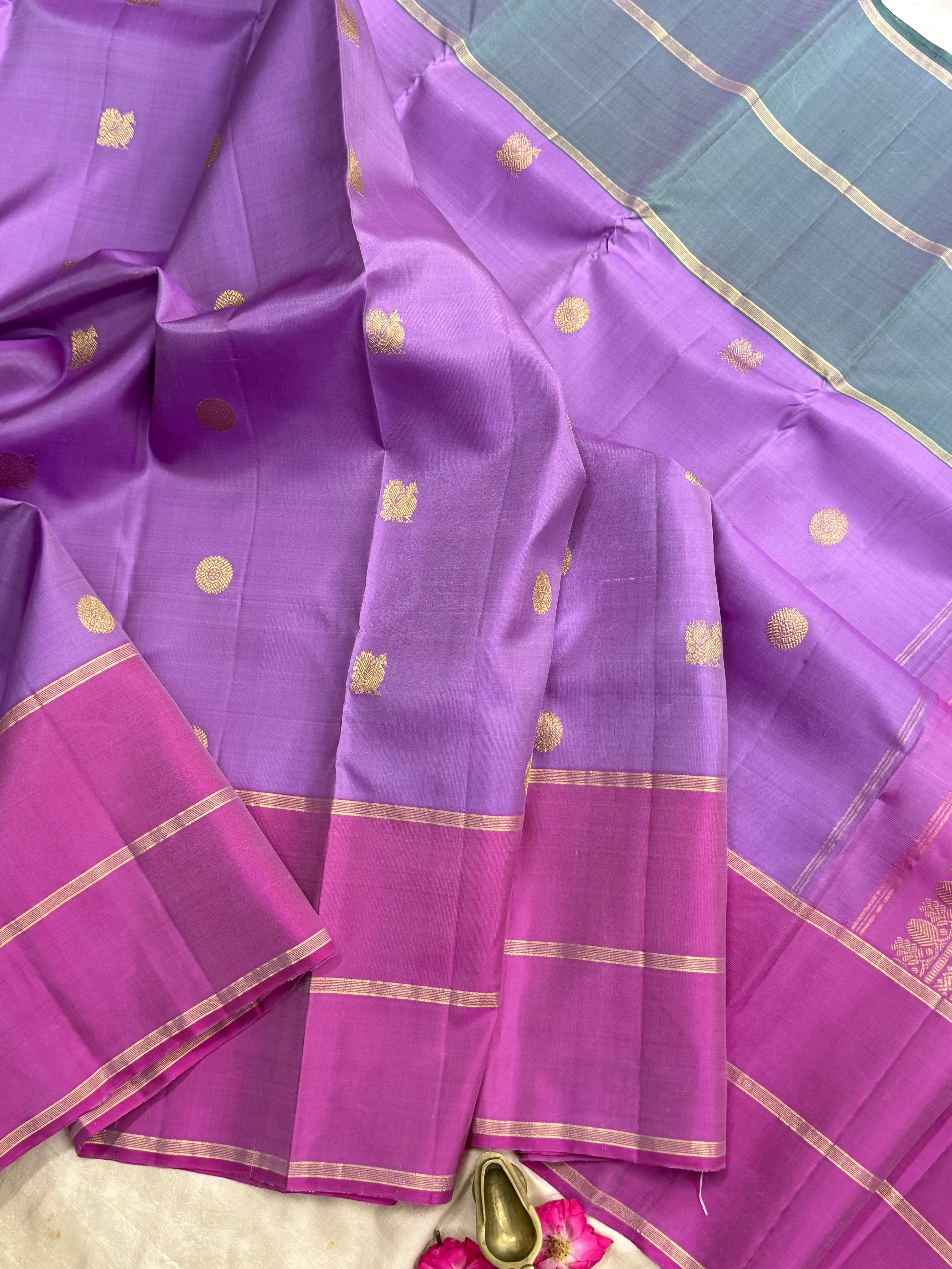 Lavender ganga jamuna border/ Arani silk