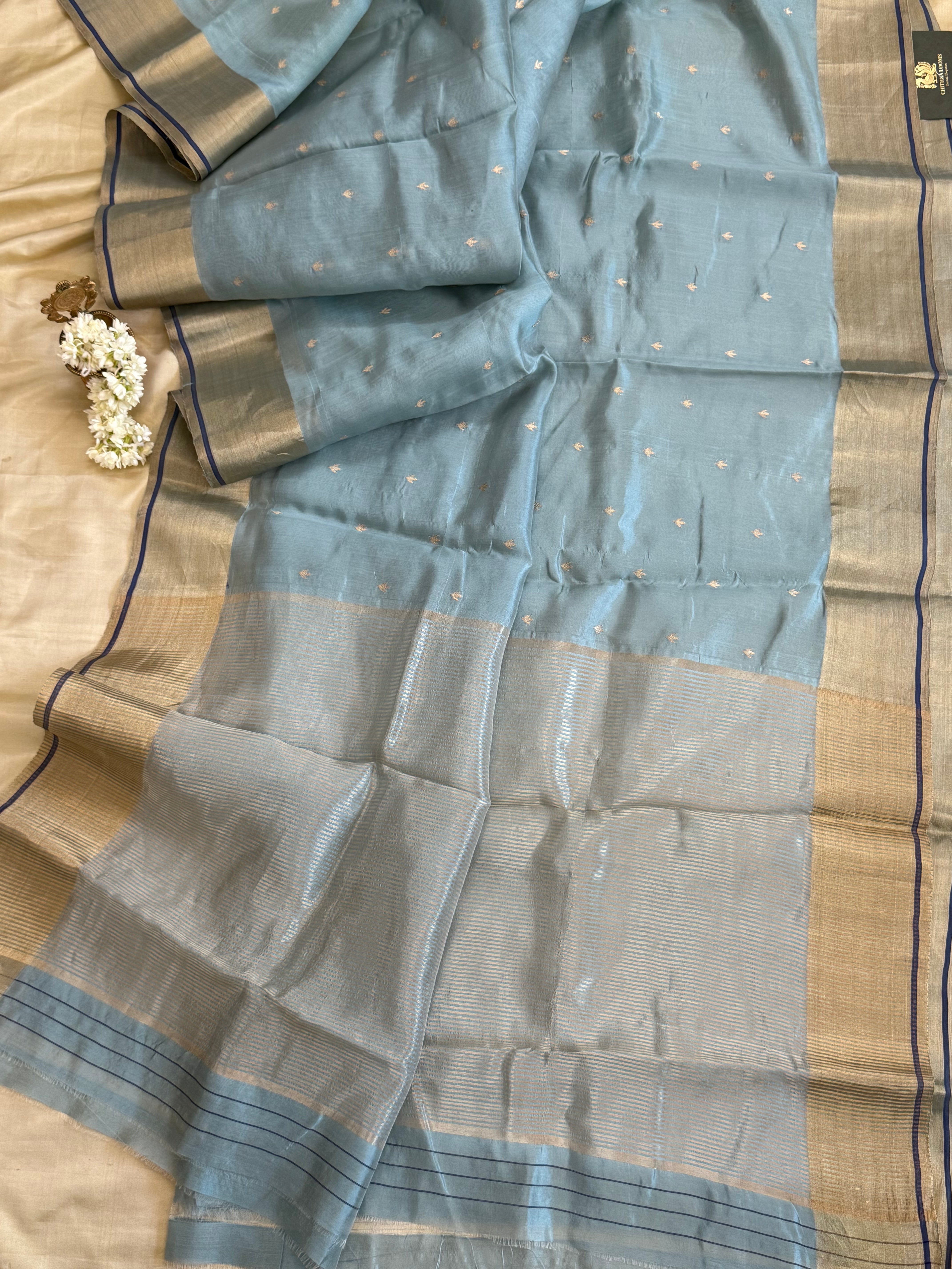 Powder blue small butta / Chanderi silk CLSA10876