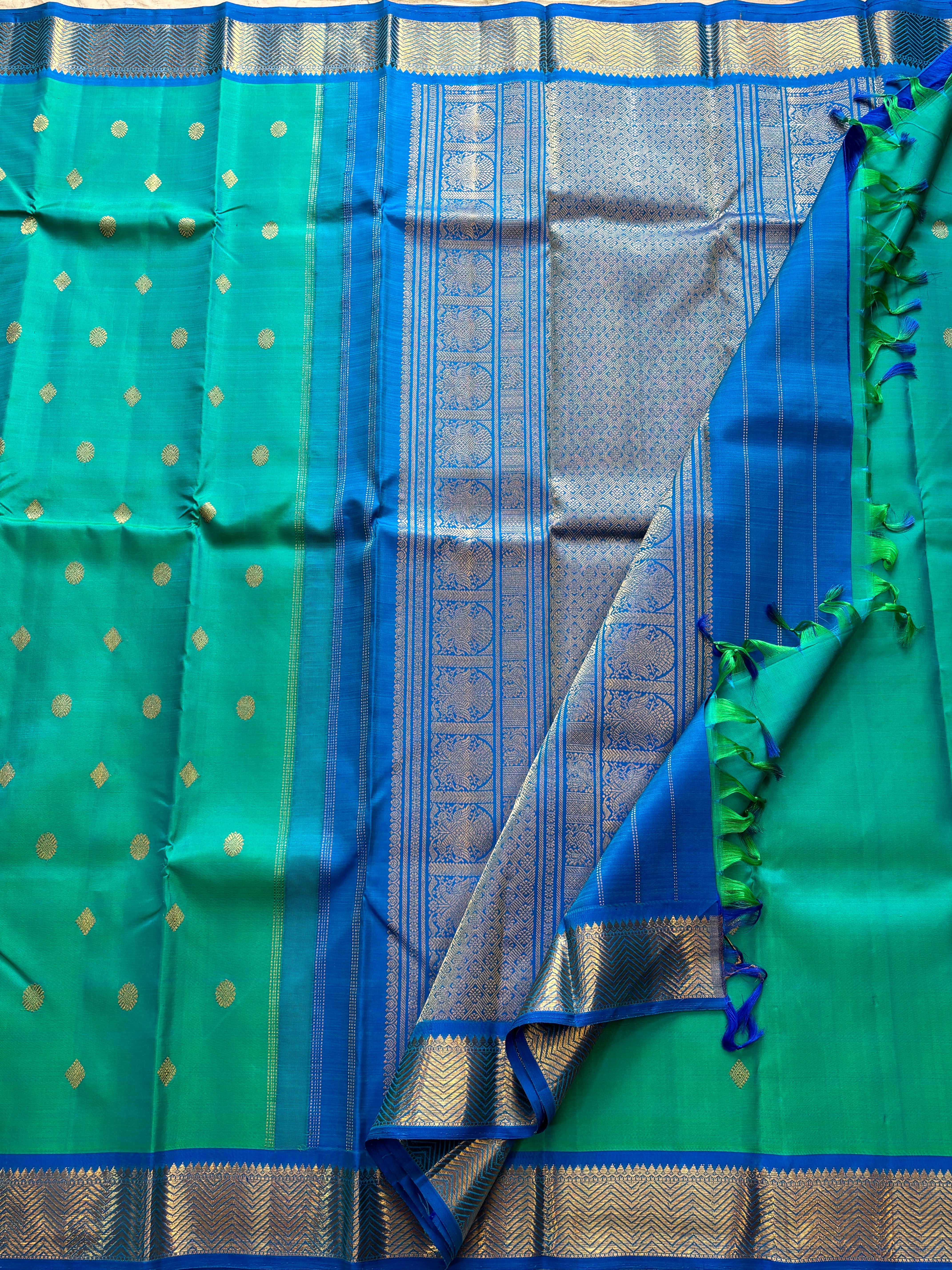 Sea blue vangi pet - clearance sale / kanjipuram silk