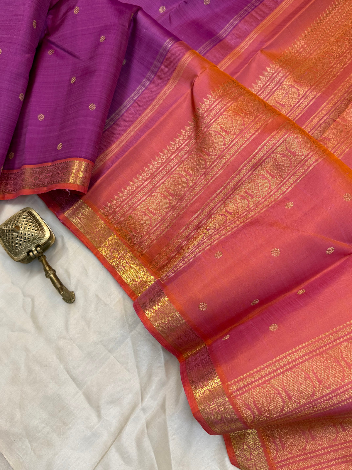 Vadamalli small border with Zari Butta/kanjipuram silk saree clsa 12363