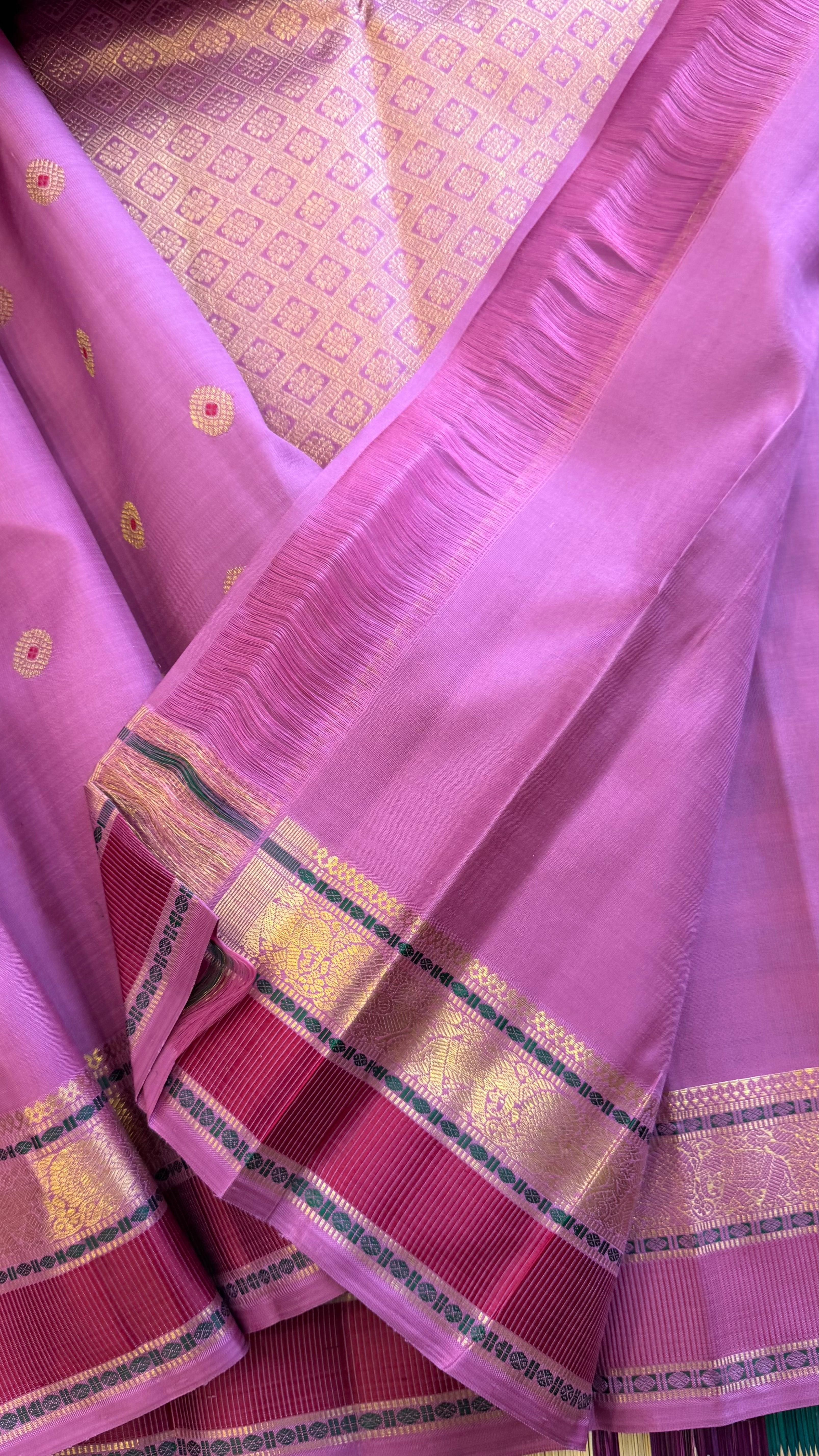 Dusky pink meenakari Butta / Kanjipuram silk
