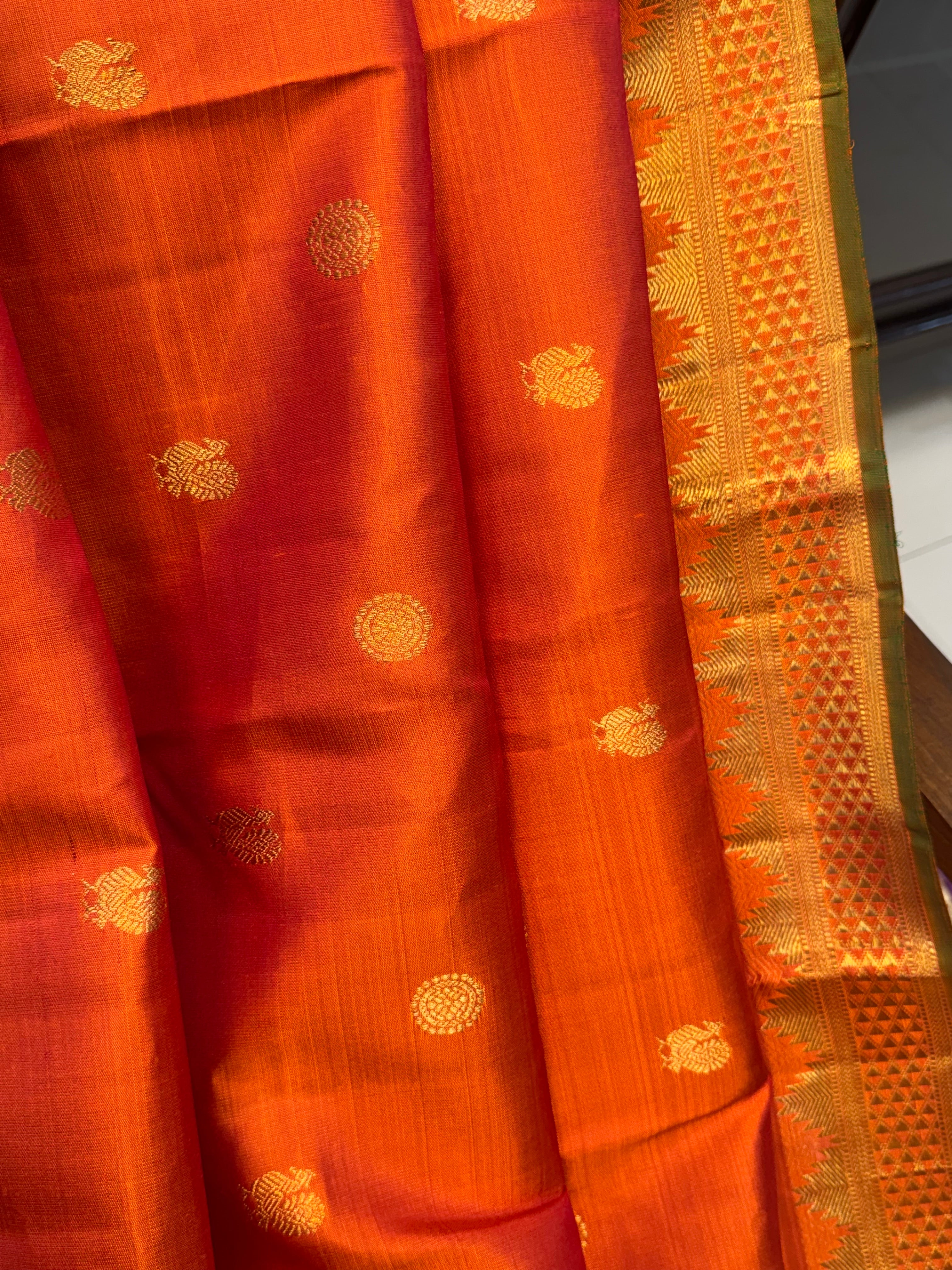 Rust arai madam border  / kanjipuram silk