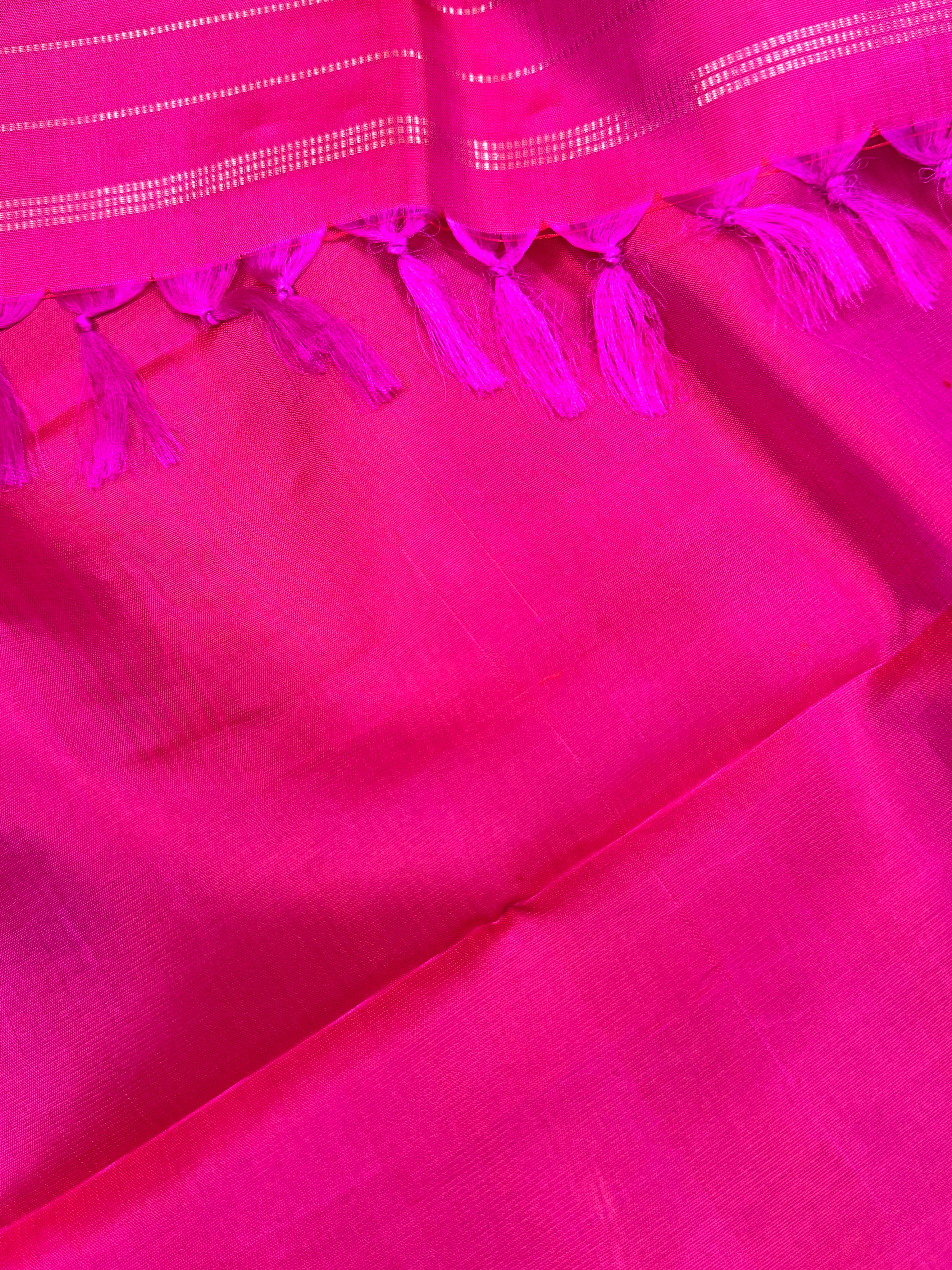 Sea blue Kolam Butta  Borderless kanjipuram silk saree