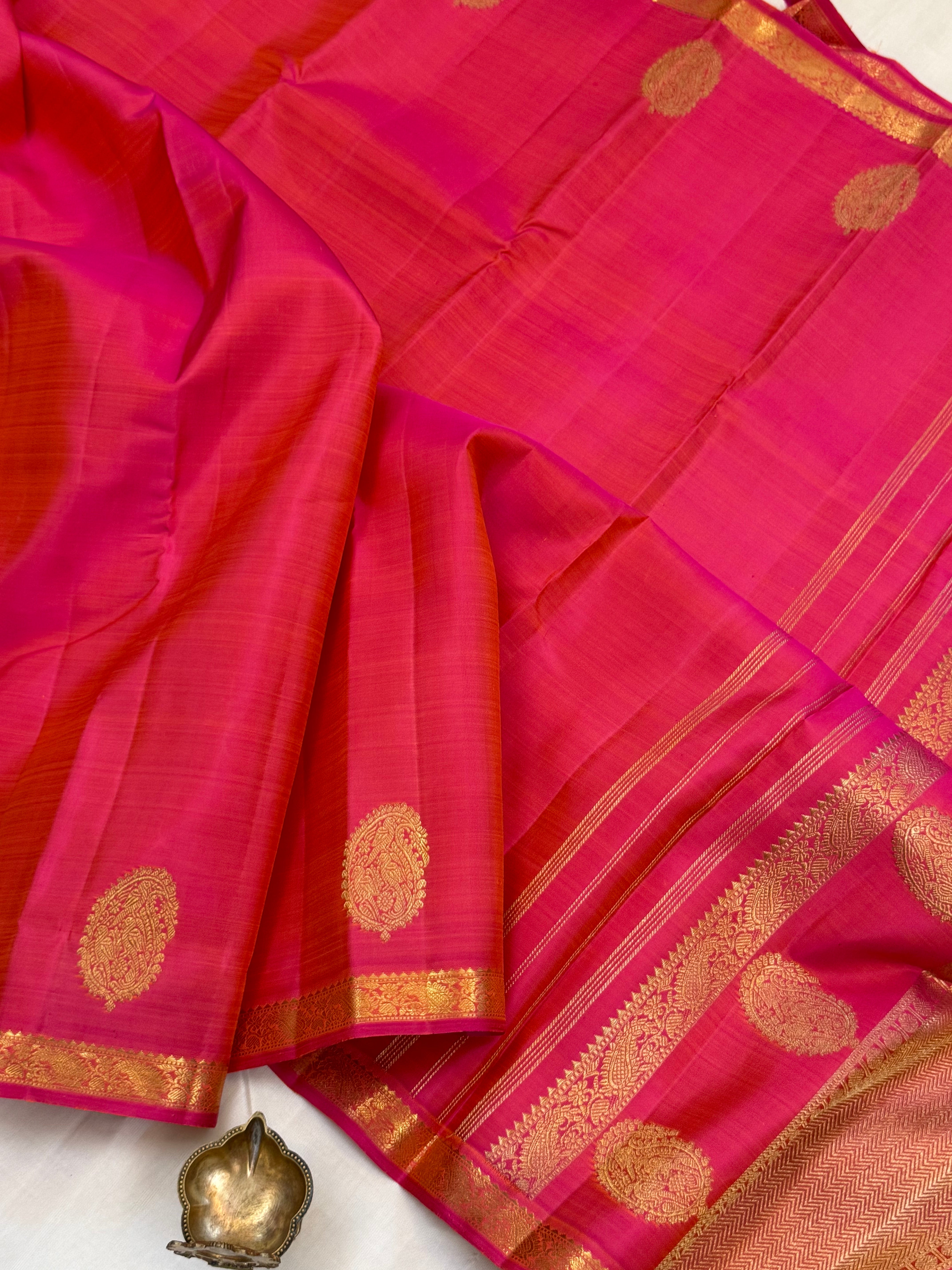 Peach pink 2g simple Kanjipuram silk CLSA11017