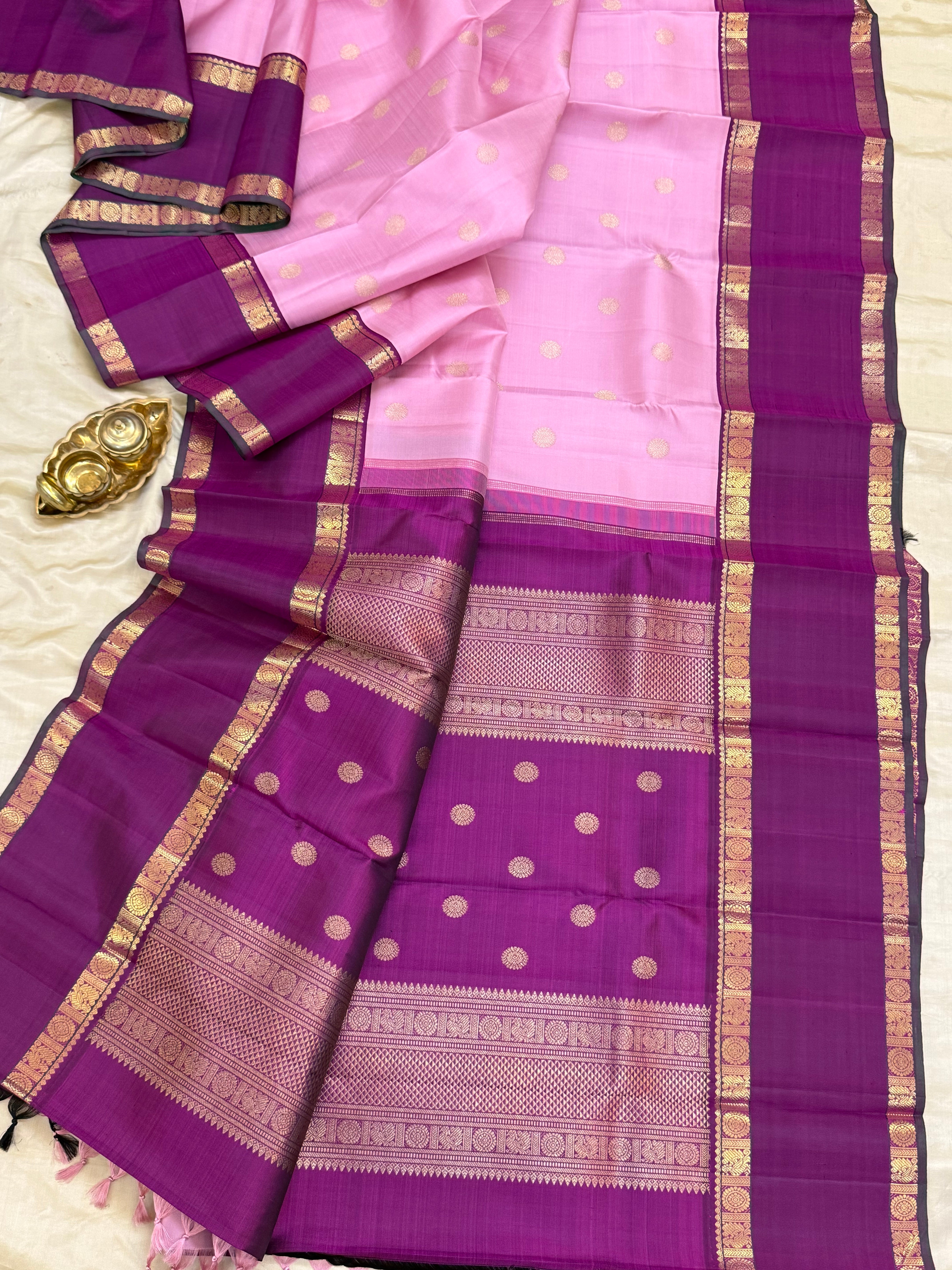 Pastel pink retta pet Kanjipuram silk