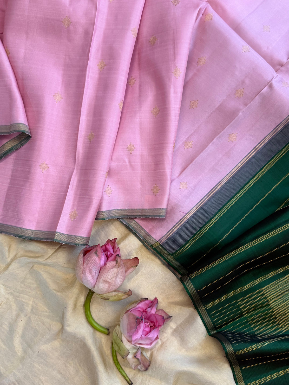 Pink Butta  simple pure Zari Kanjipuram clsa12718