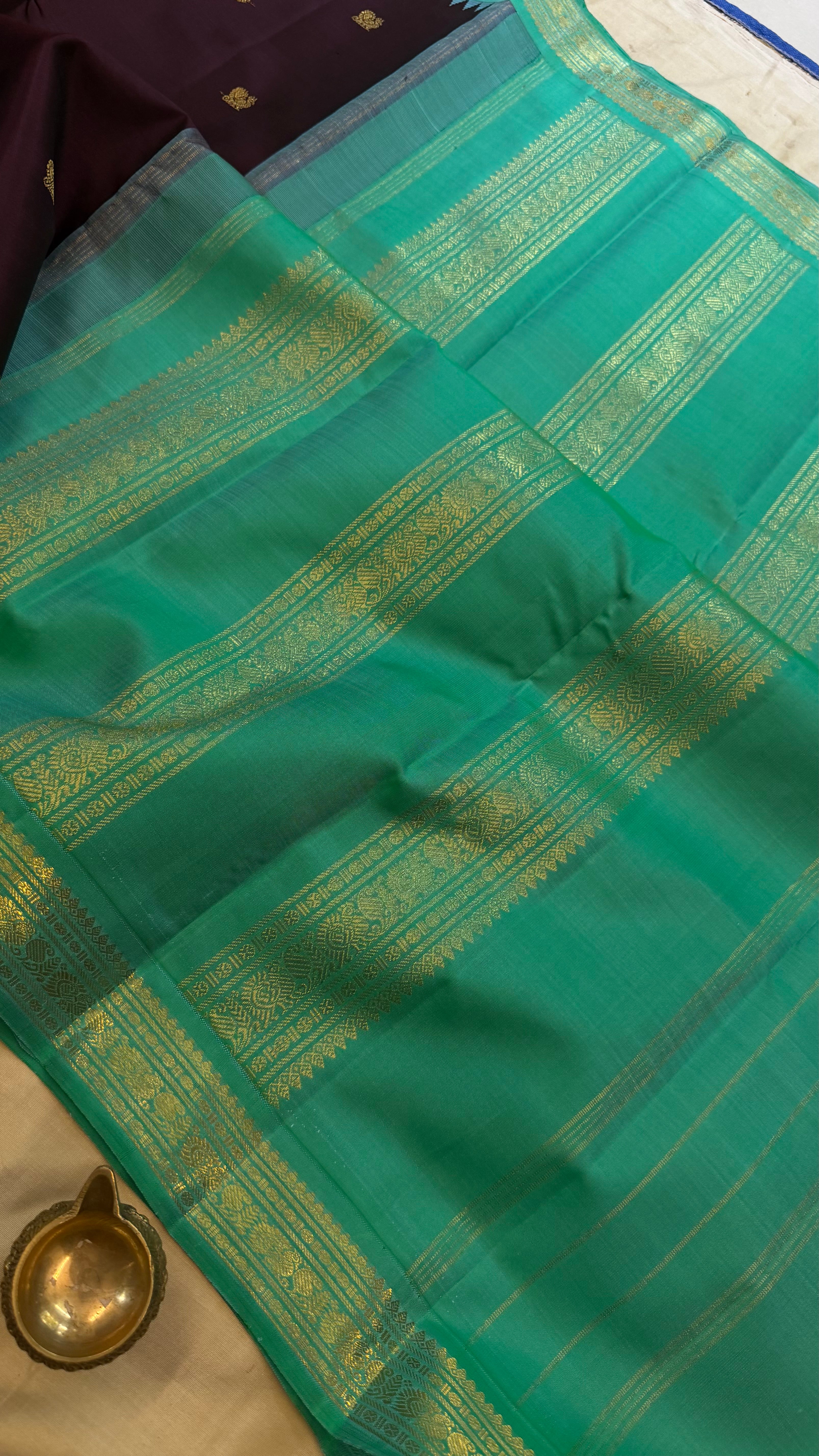 Jamun colour vintage small border Korvai  / Kanjipuram silk