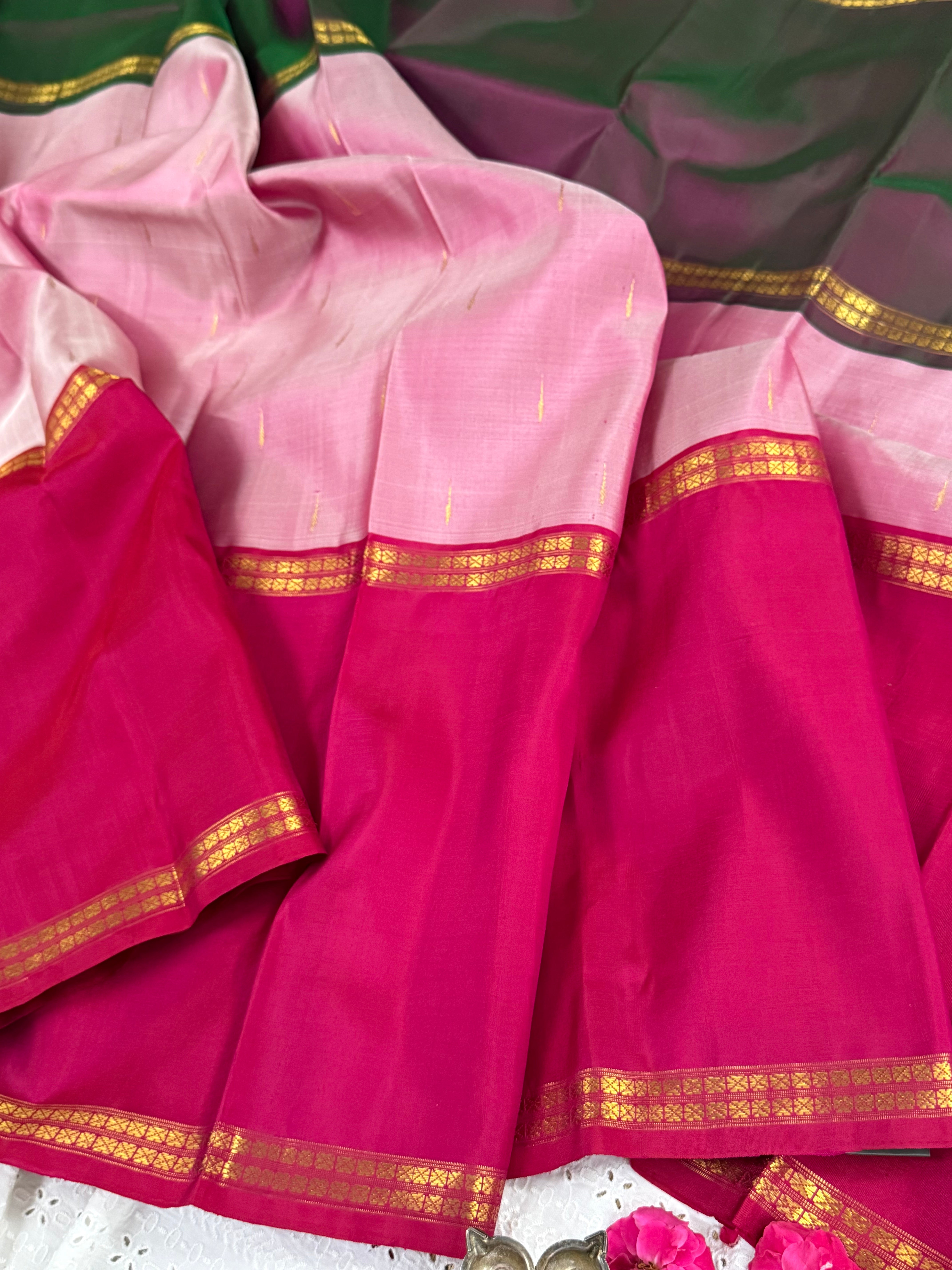 Pink ganga jamuna border/ Arani silk