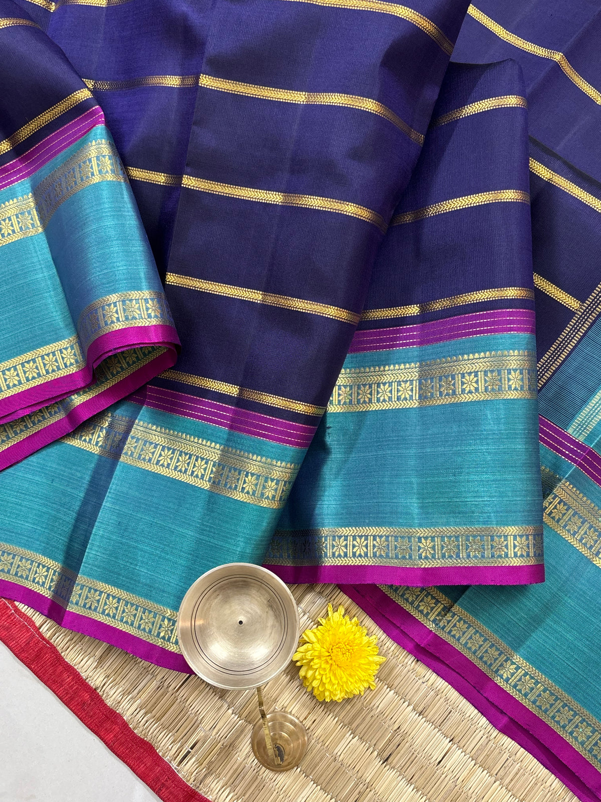 Blue with body veldhari retta pet pure zari kanjipuram / silk saree clsa 12313