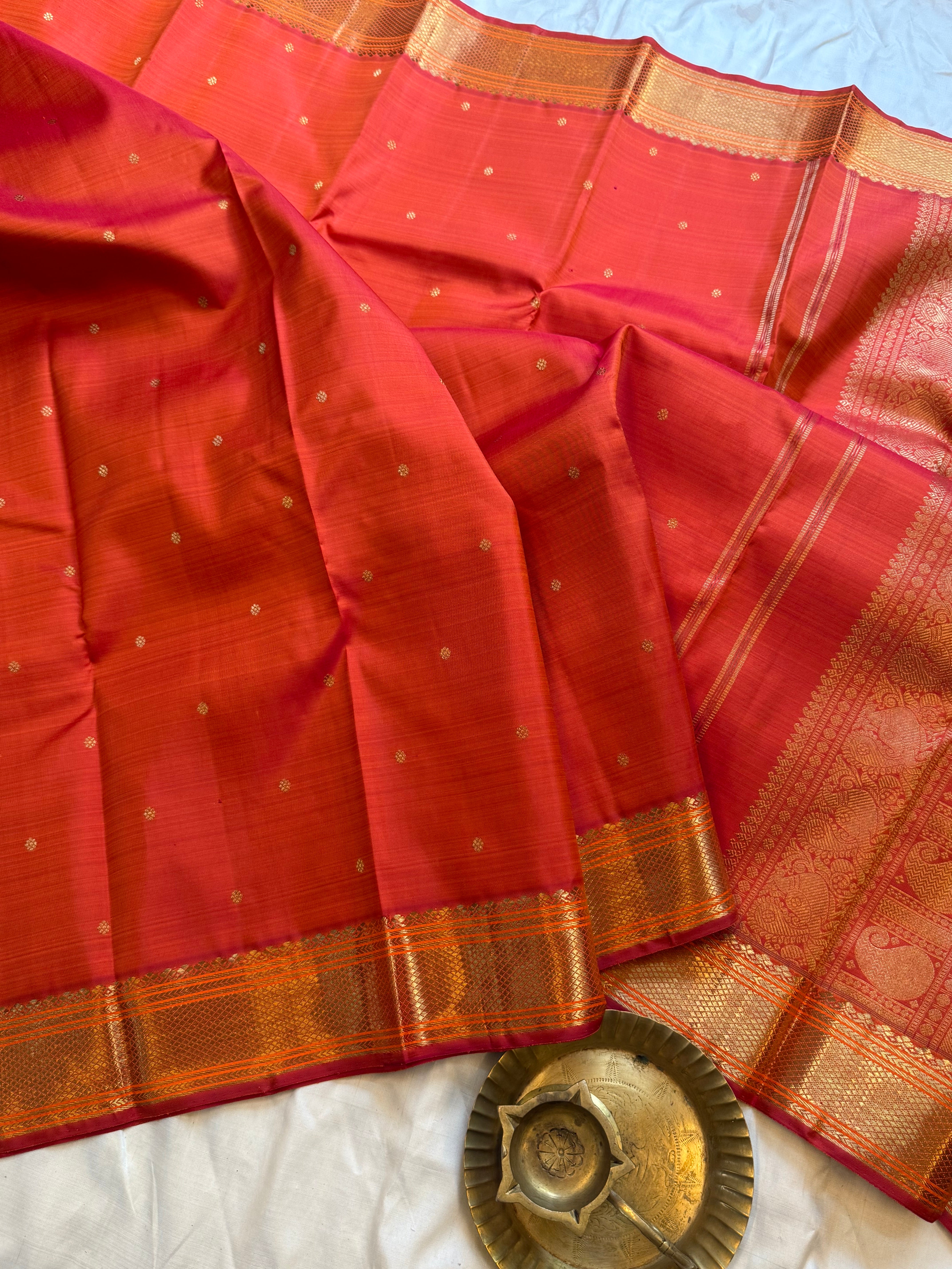 Rustic orange Butta / kanjipuram silk