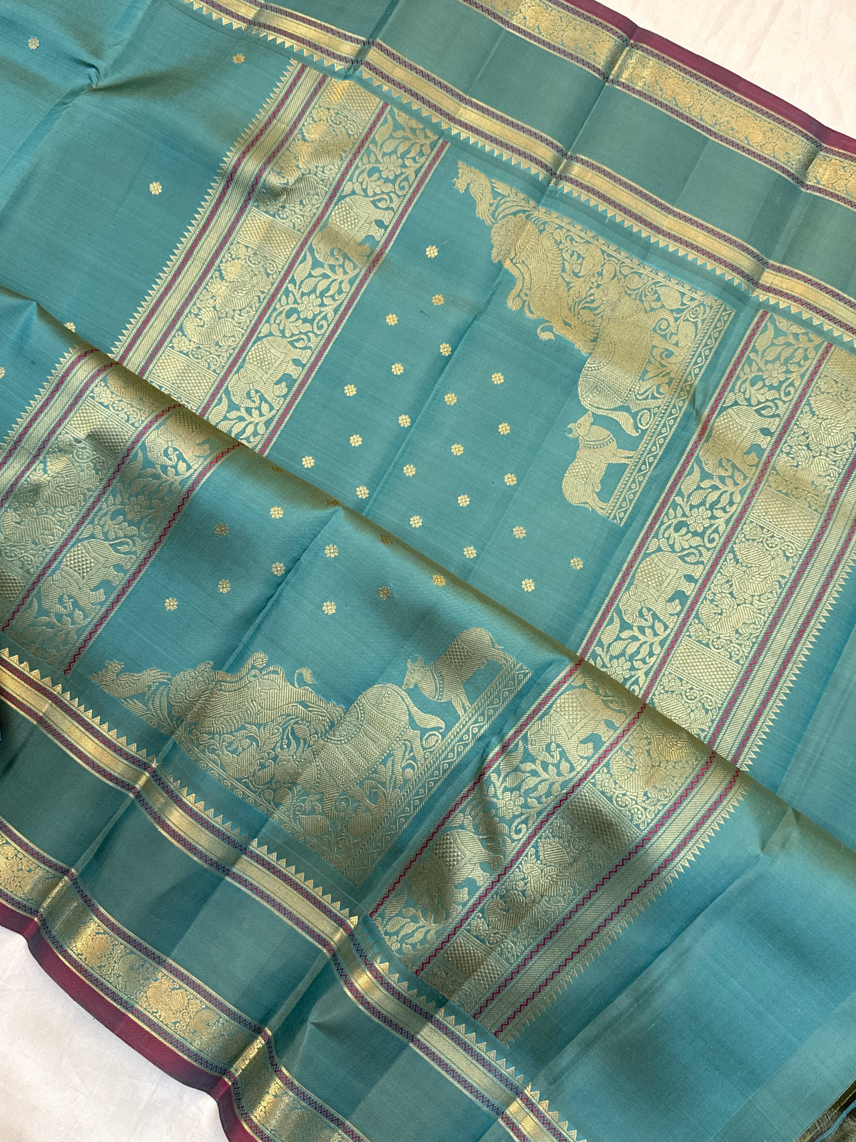 festivel edit _special edition_ Pastel Teal colour and border Rettapet /silk saree clsa 12419