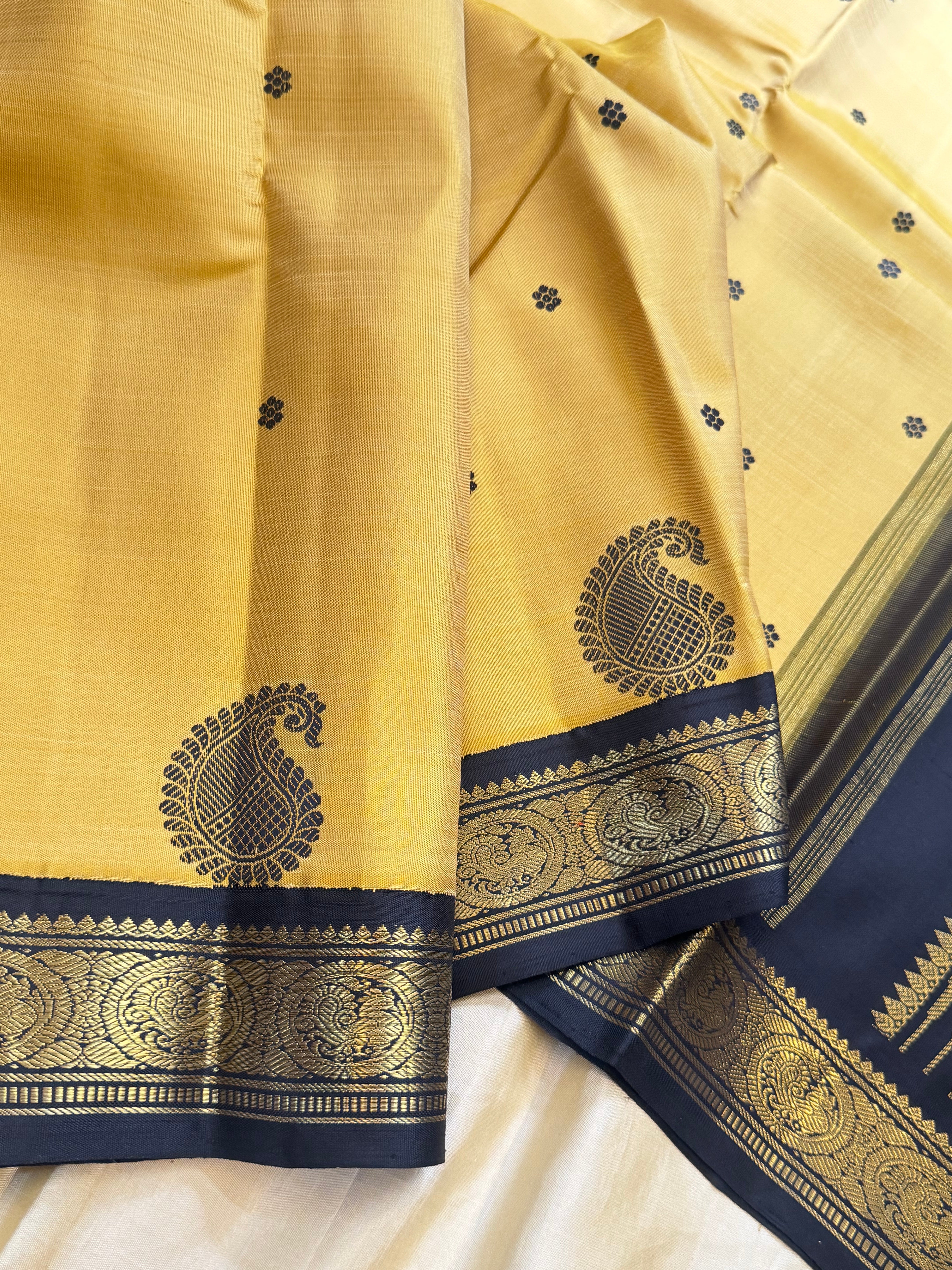 Maha : sandal yellow  collection of Korvai Kanjipuram