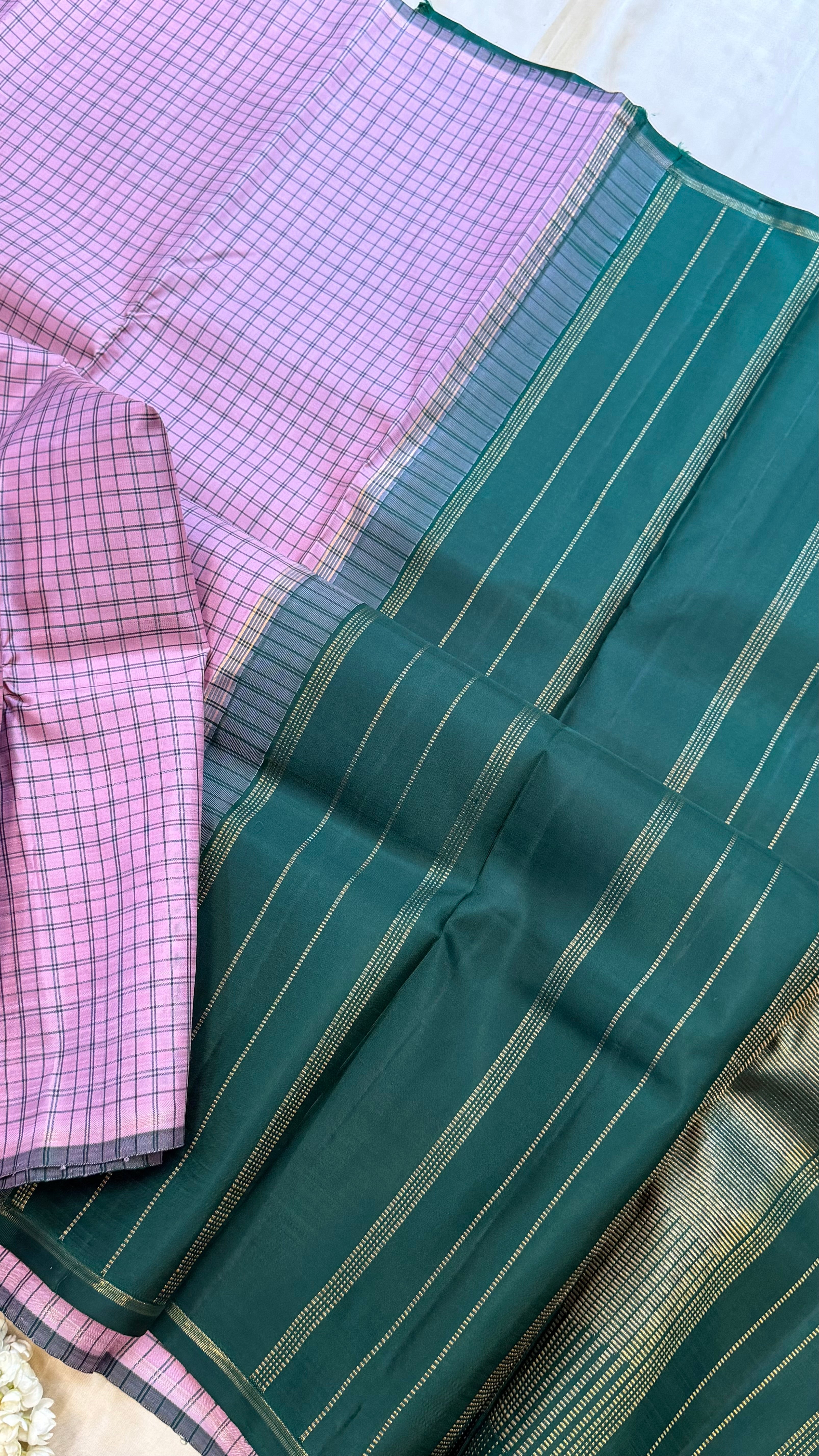 Pink kattam borderless/ Kanjipuram silk